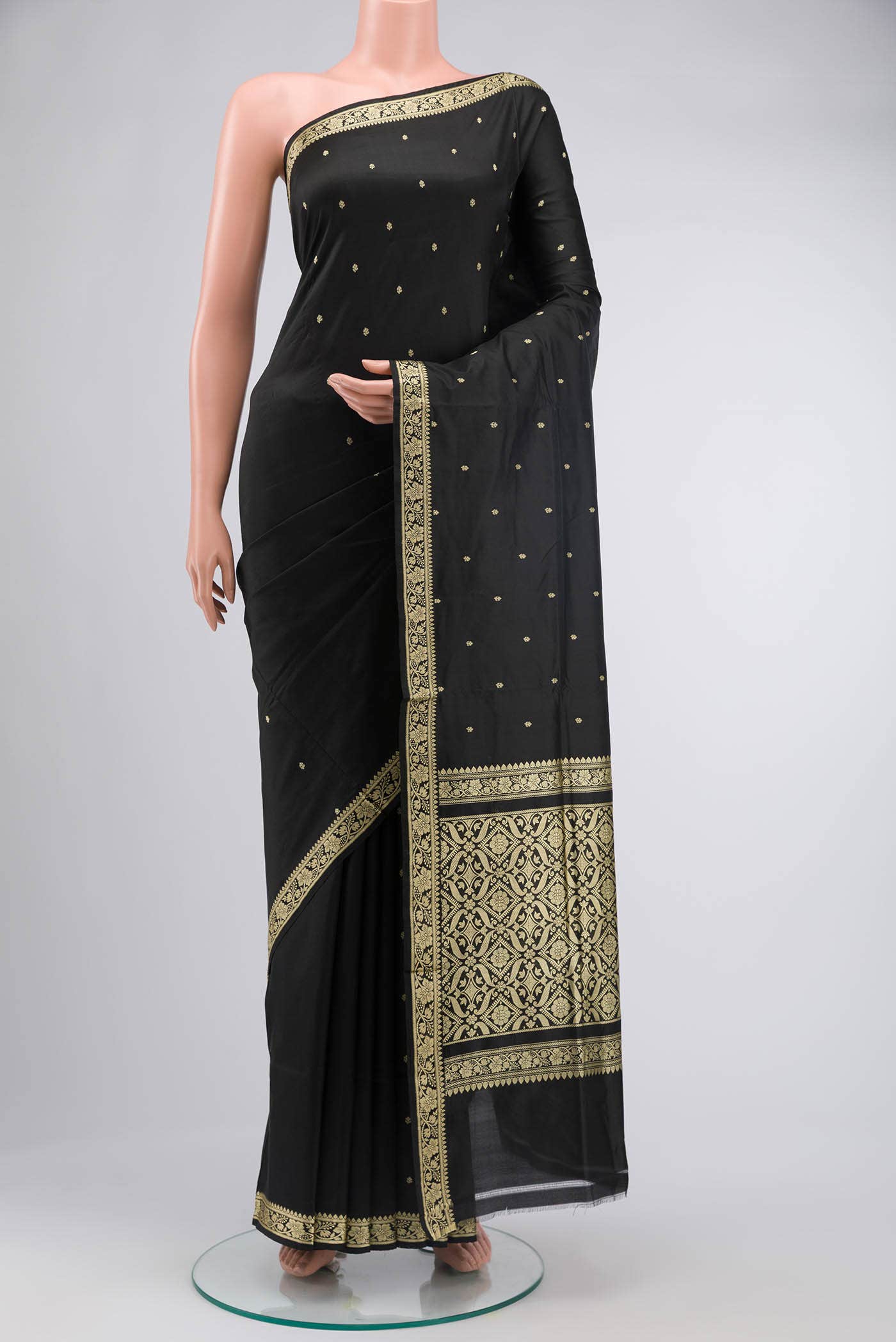 Black Banarasi Katan Silk Saree