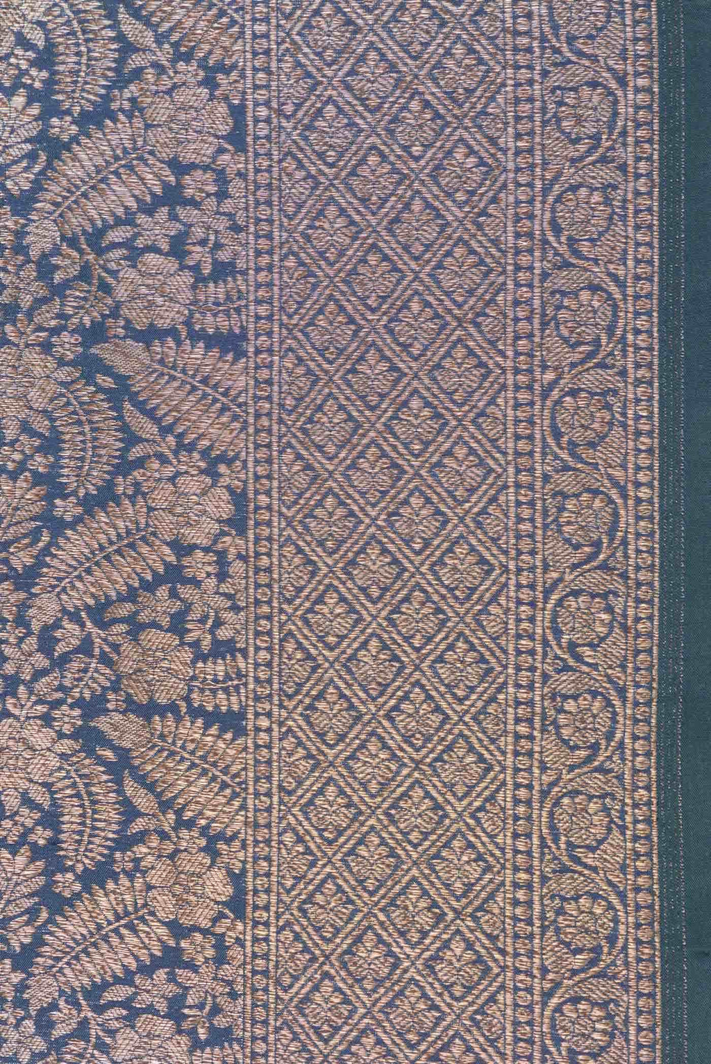 Peacock Blue Dual Tone Banarasi Silk Saree