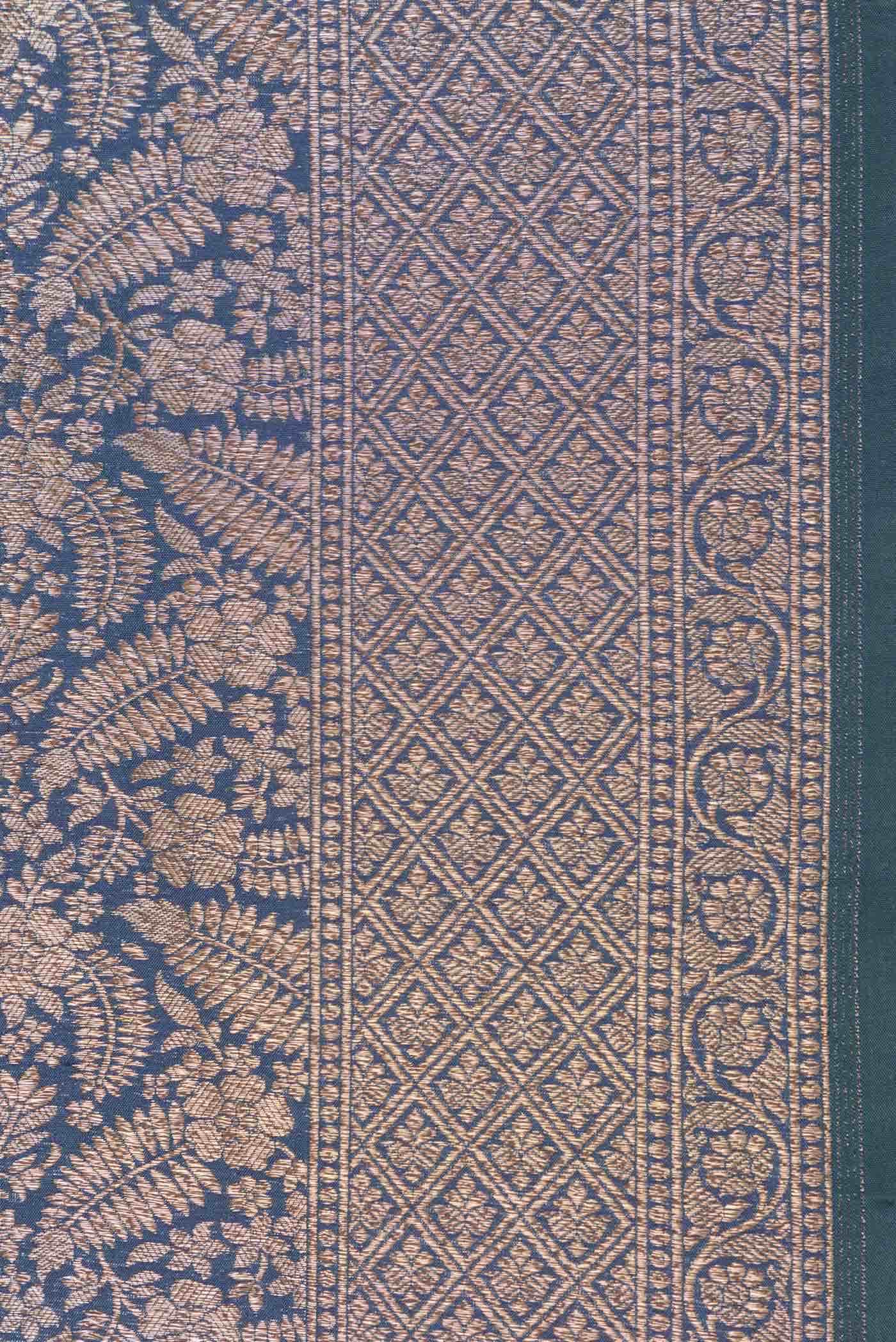 Peacock Blue Dual Tone Banarasi Silk Saree