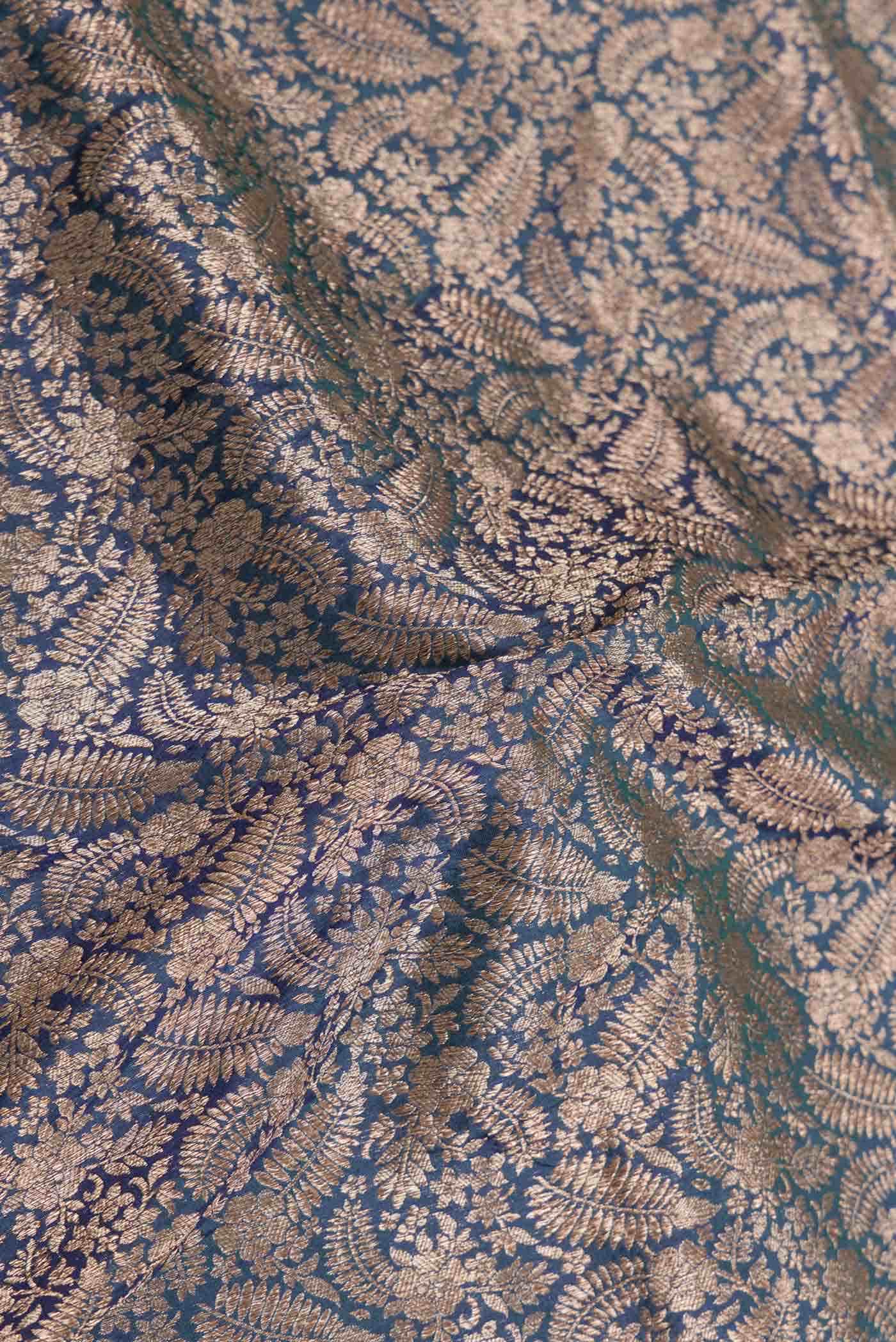 Peacock Blue Dual Tone Banarasi Silk Saree