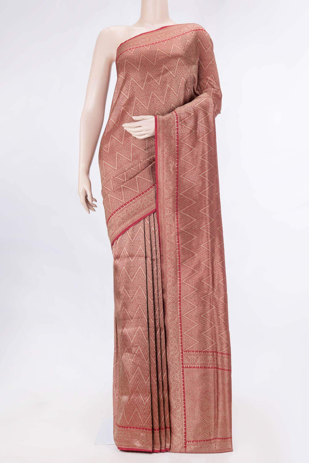 Dark Pink Dual Tone Banarasi Silk Saree