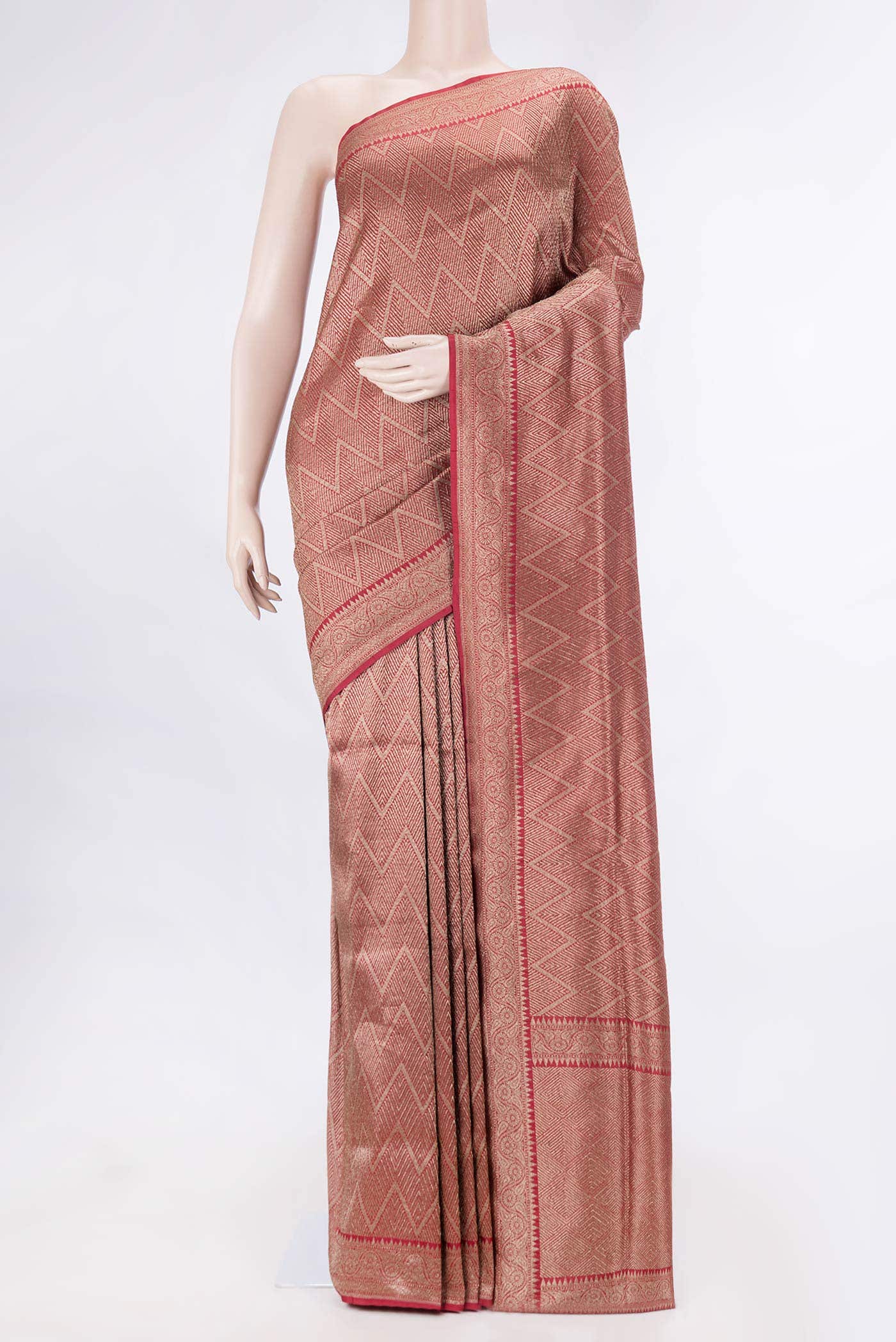 Dark Pink Dual Tone Banarasi Silk Saree
