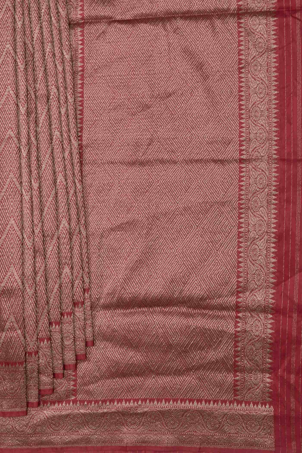 Dark Pink Dual Tone Banarasi Silk Saree