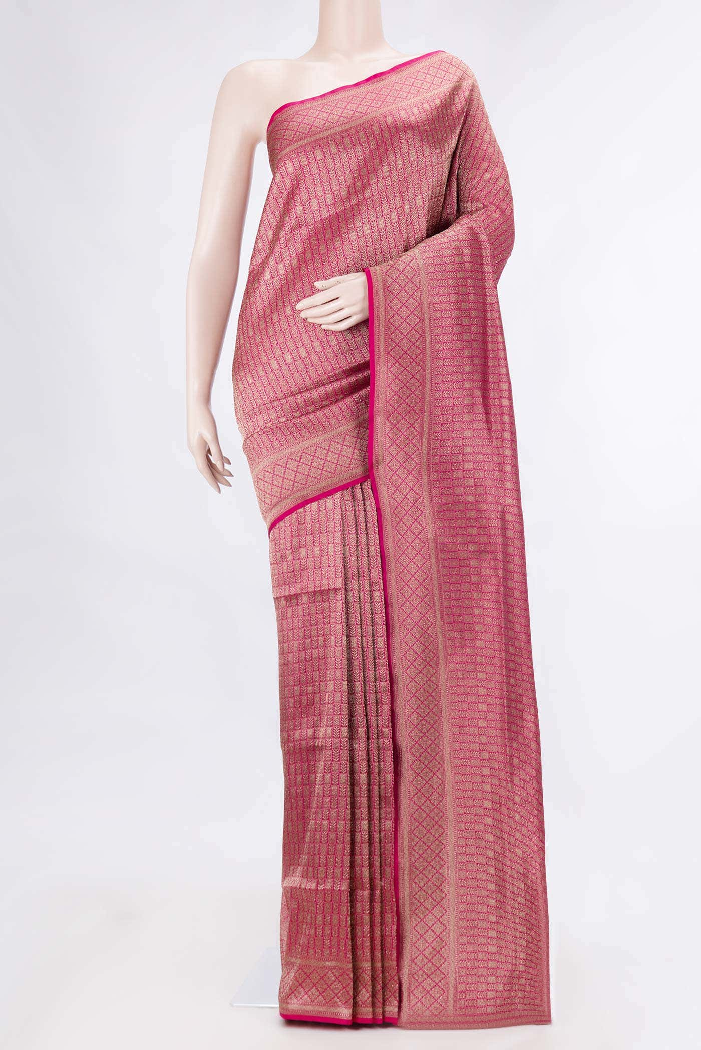 Dark Pink Dual Tone Banarasi Silk Saree