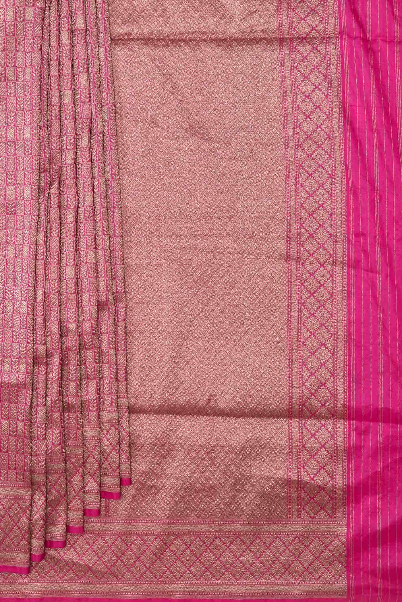 Dark Pink Dual Tone Banarasi Silk Saree