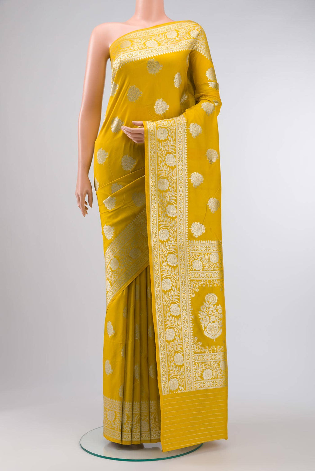 Yellow Blended Banarasi Silk Saree