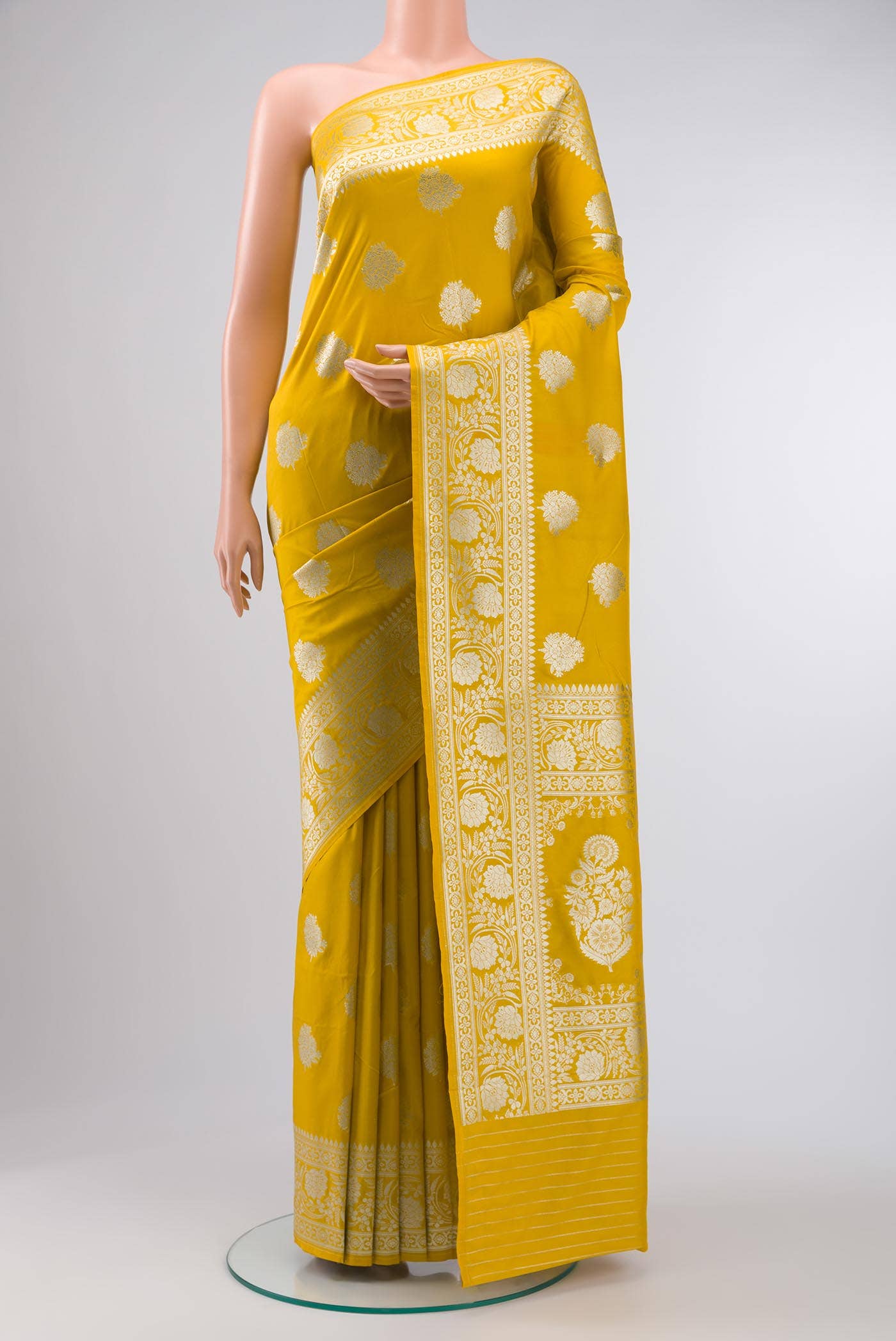 Yellow Blended Banarasi Silk Saree