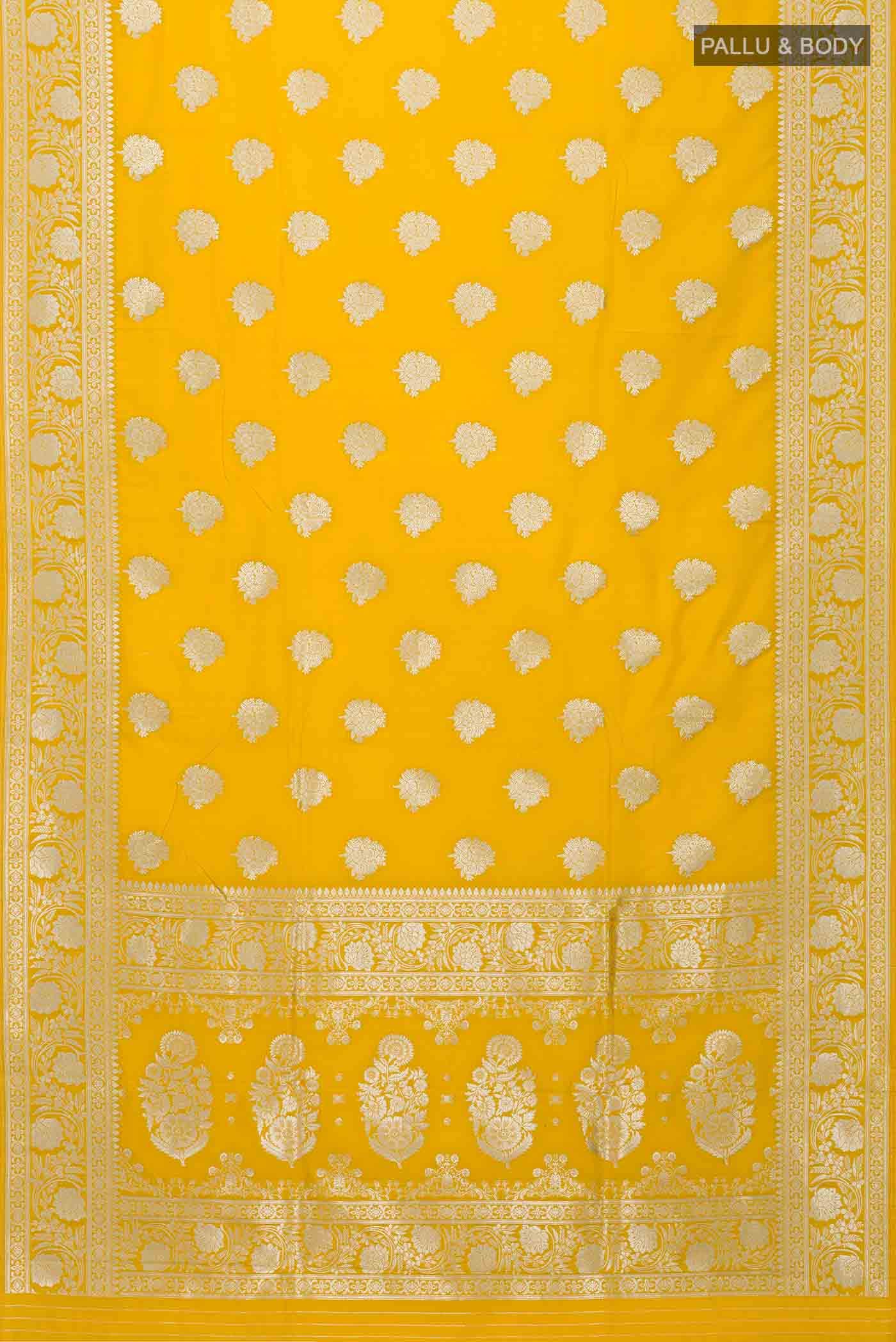 Yellow Blended Banarasi Silk Saree