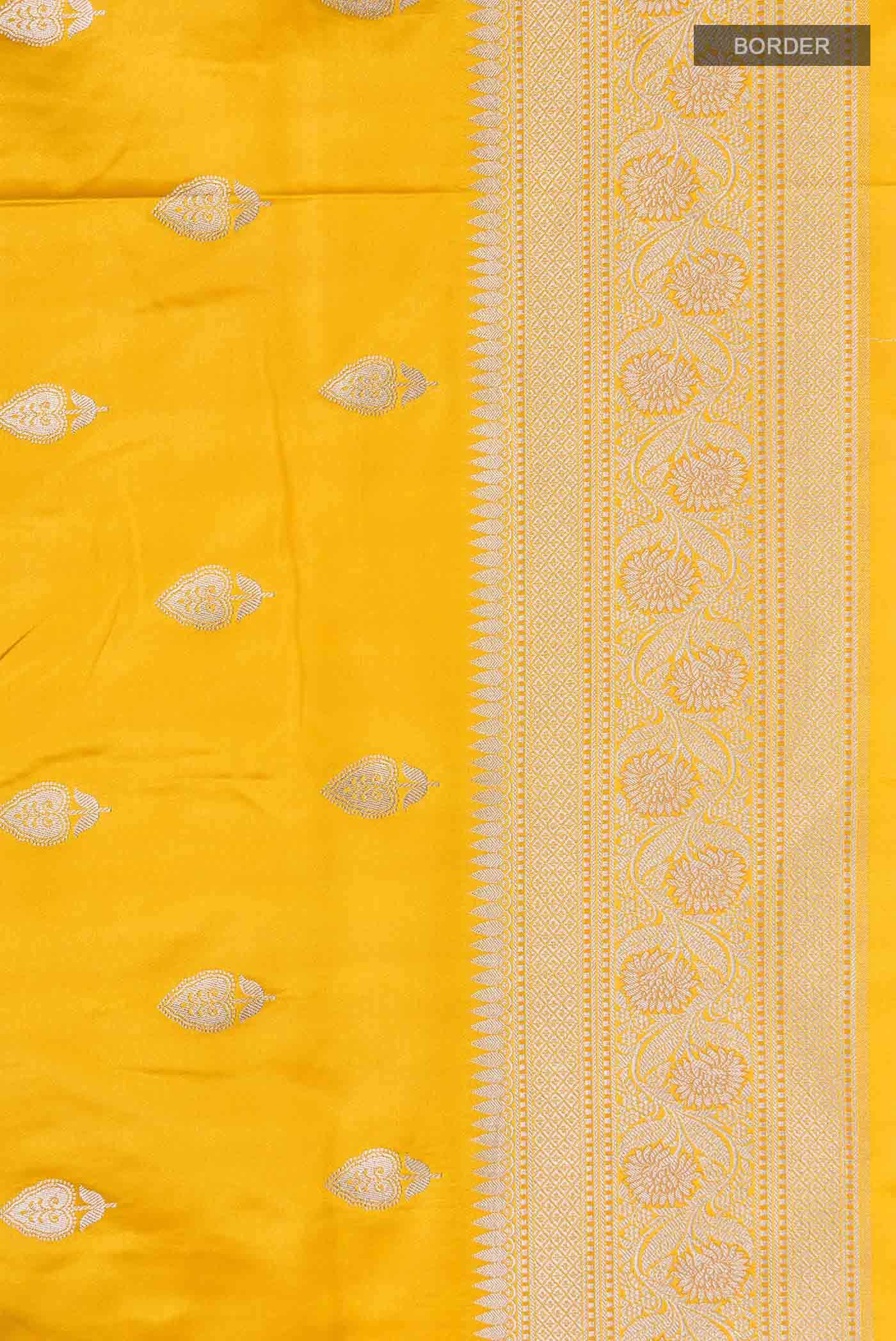 Yellow Blended Banarasi Silk Saree
