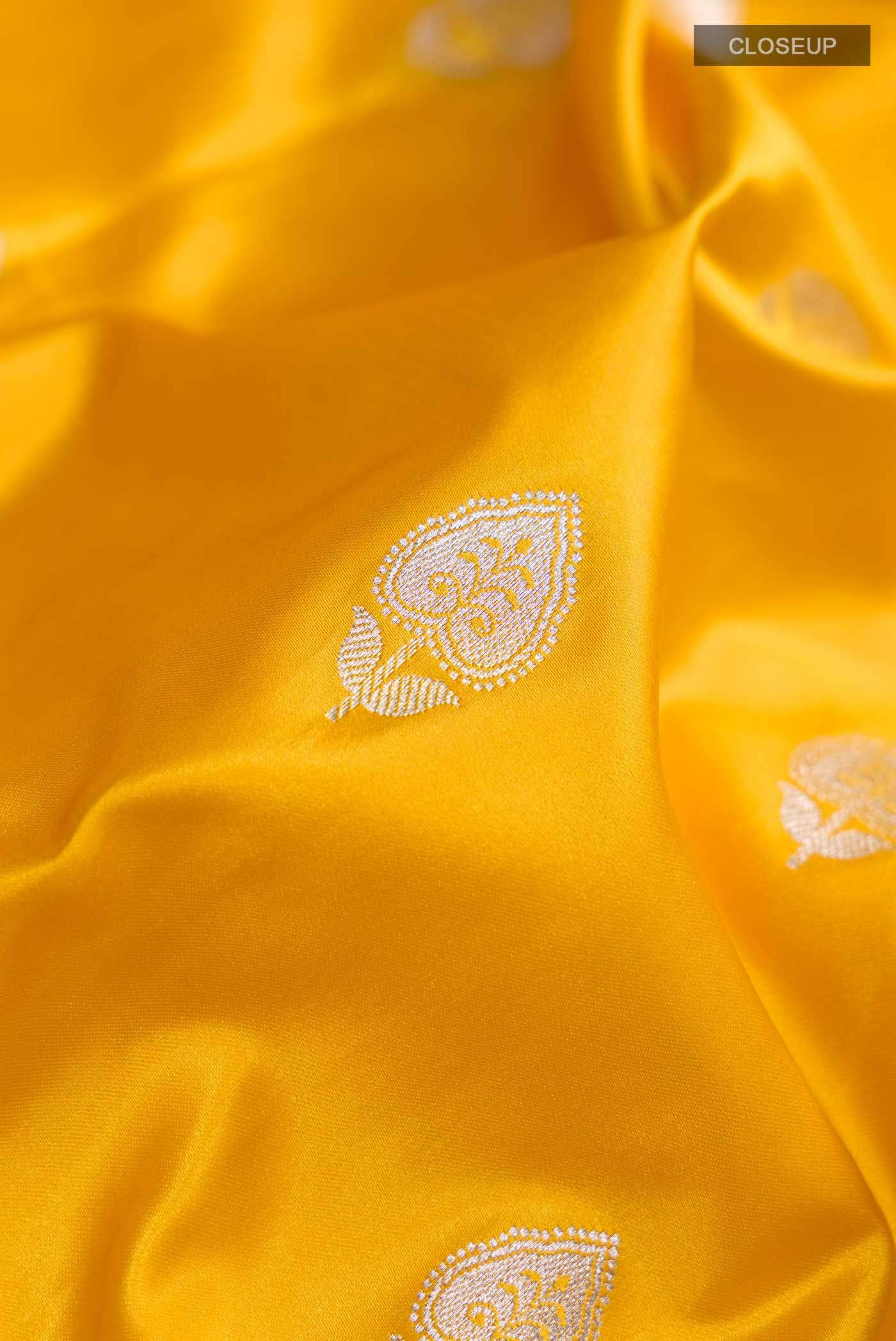 Yellow Blended Banarasi Silk Saree