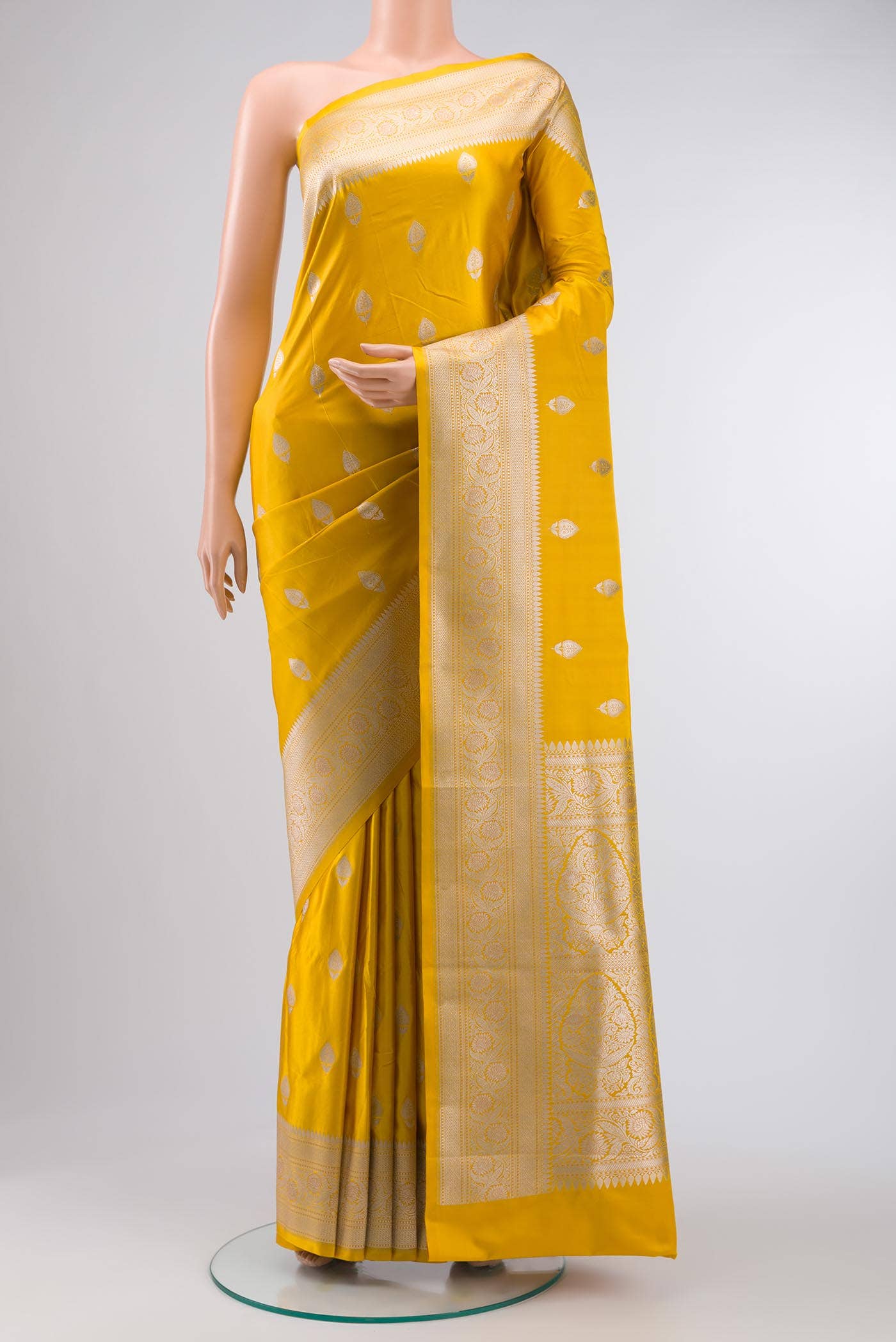 Yellow Blended Banarasi Silk Saree