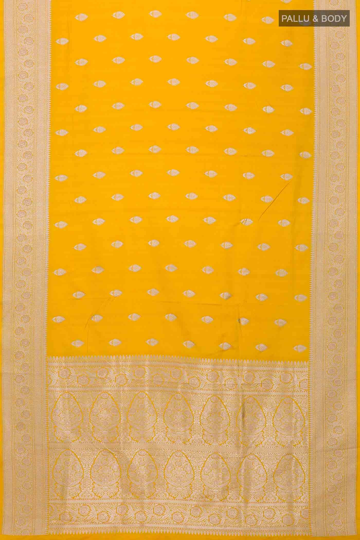Yellow Blended Banarasi Silk Saree