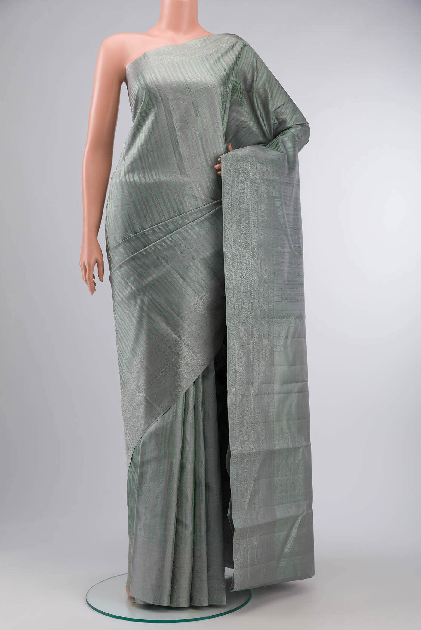 Grey Kanchipuram Silk Saree