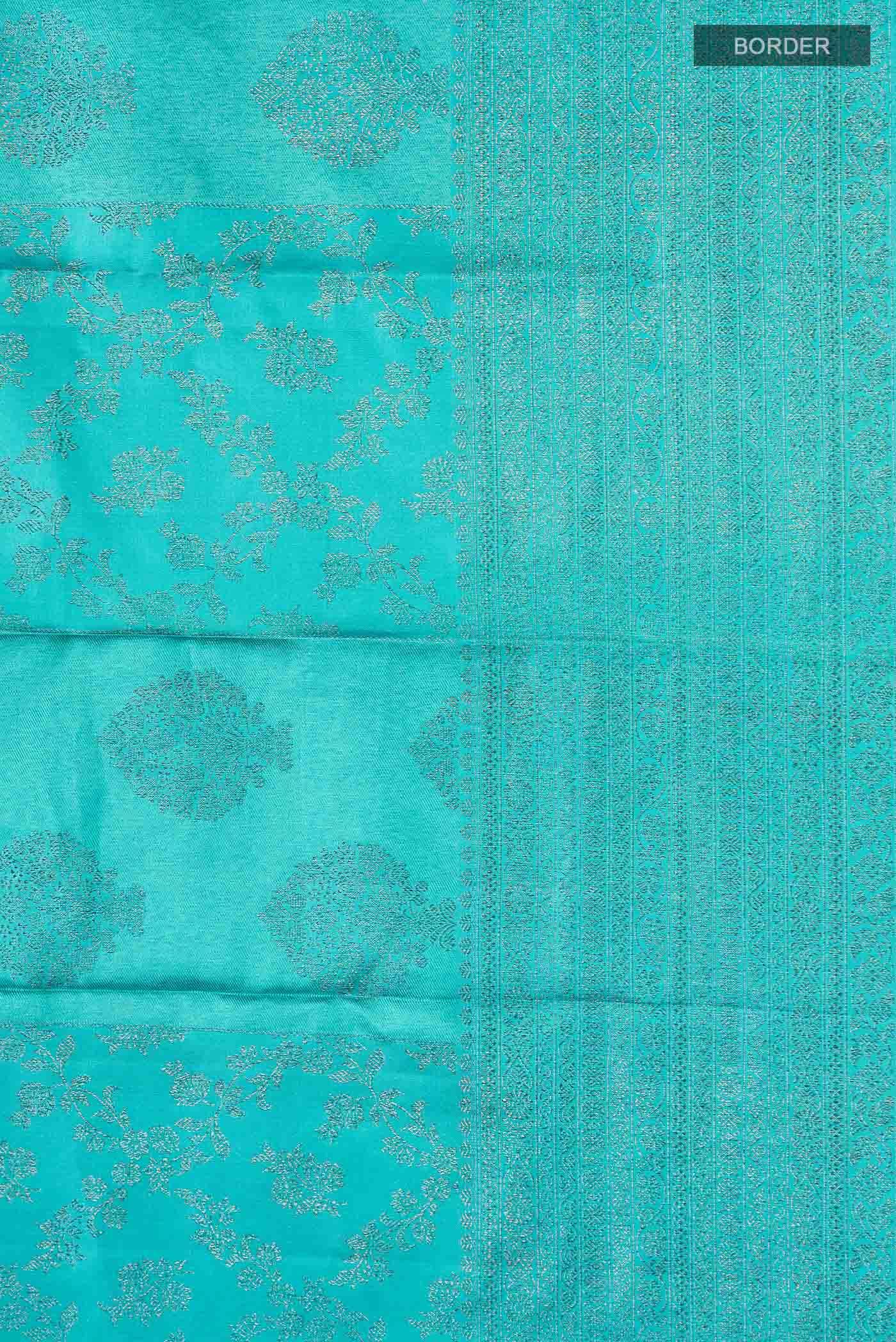 Turquoise Kanchipuram Silk Saree