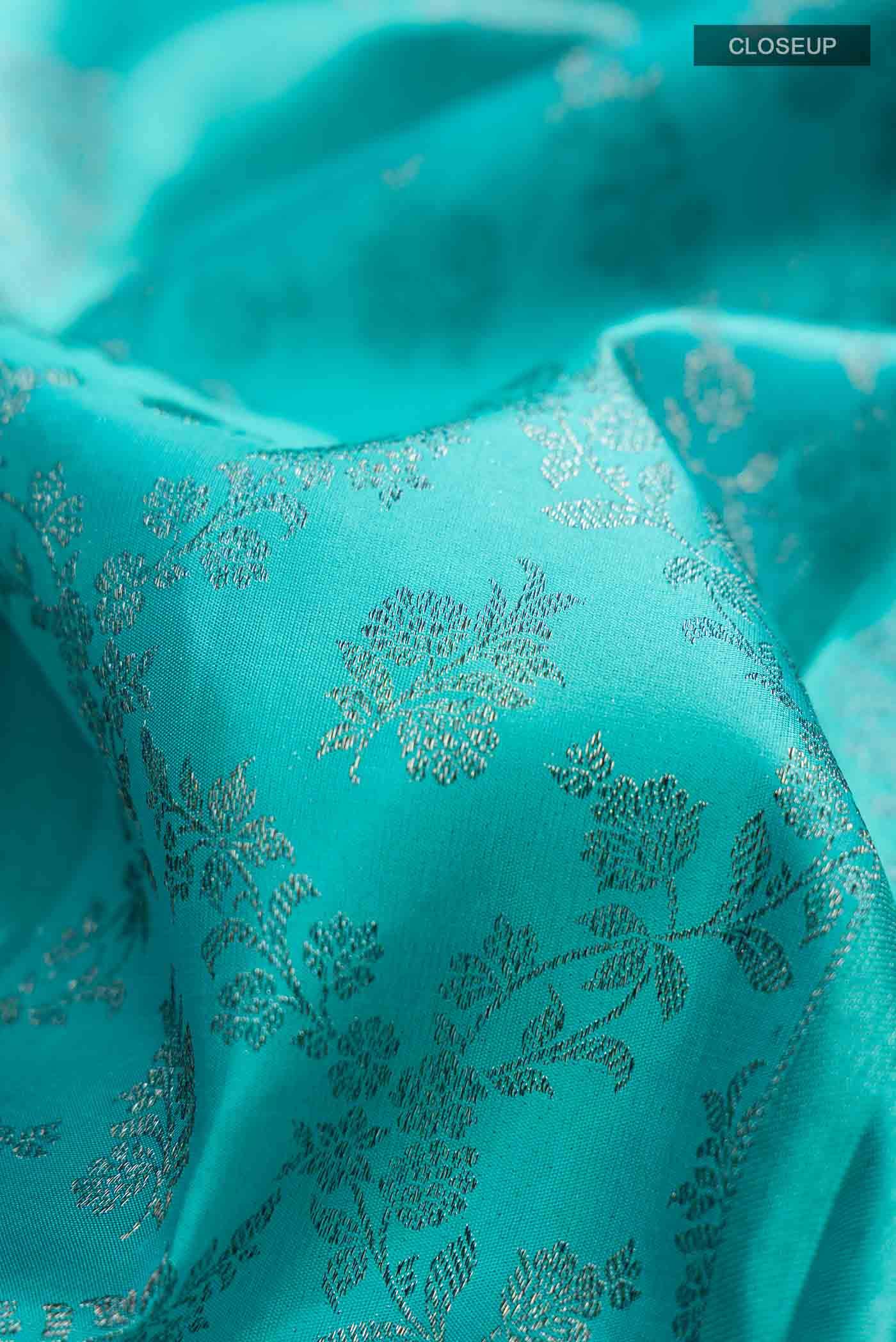 Turquoise Kanchipuram Silk Saree