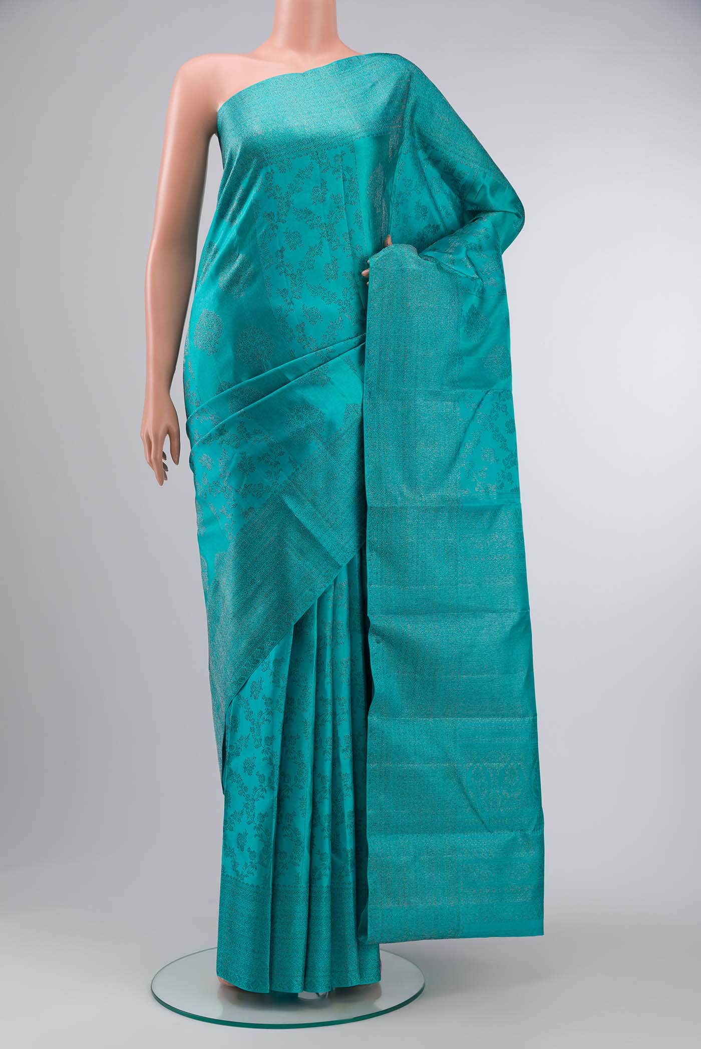 Turquoise Kanchipuram Silk Saree