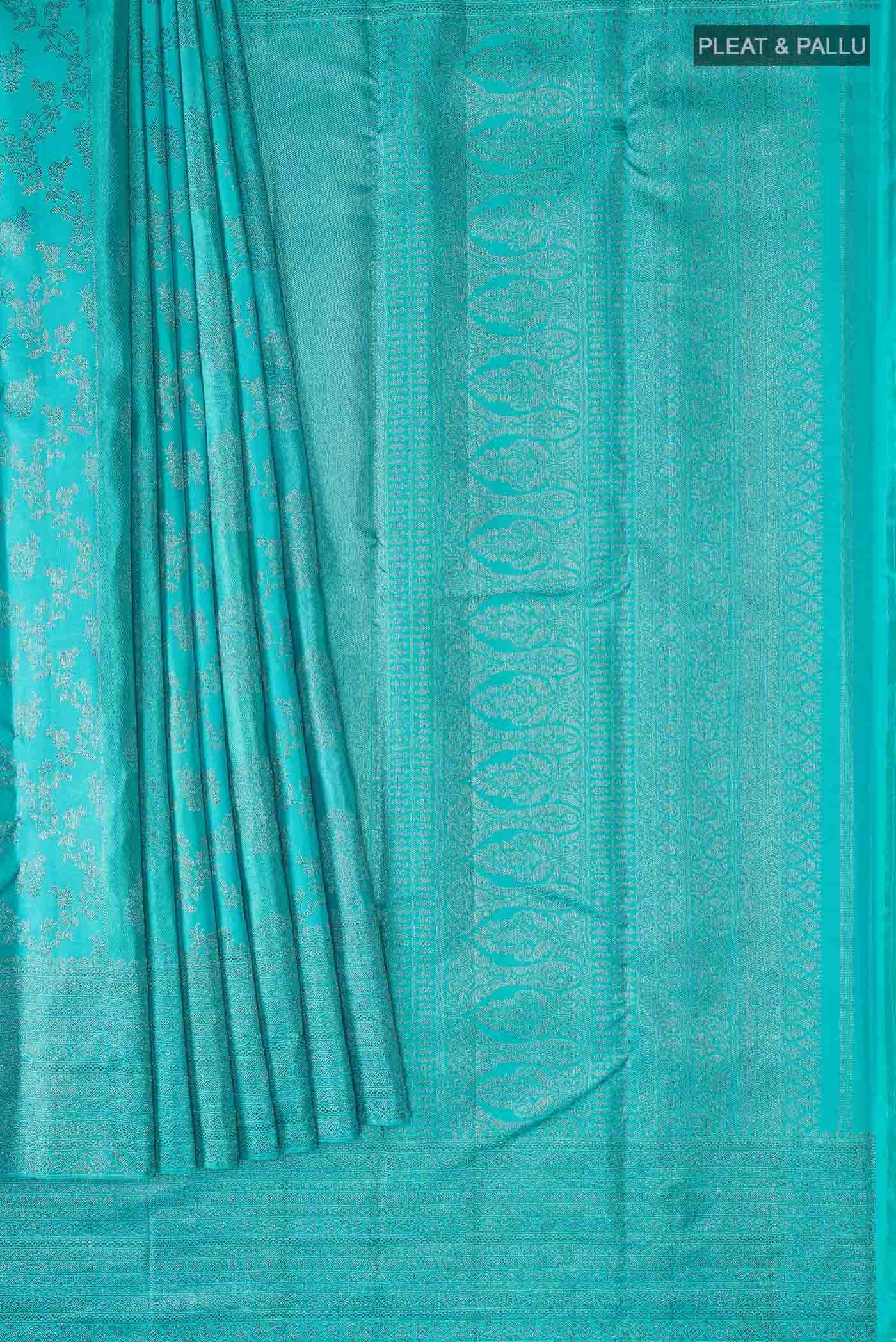 Turquoise Kanchipuram Silk Saree