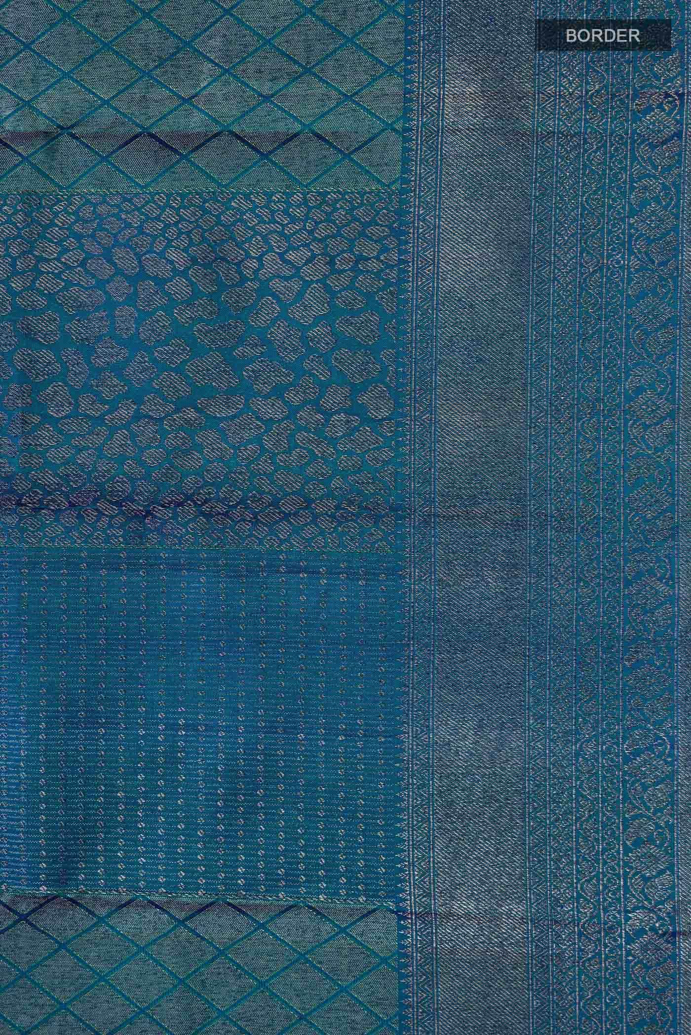 Blue With Green Dual Tone Kanchipuram Silk Saree