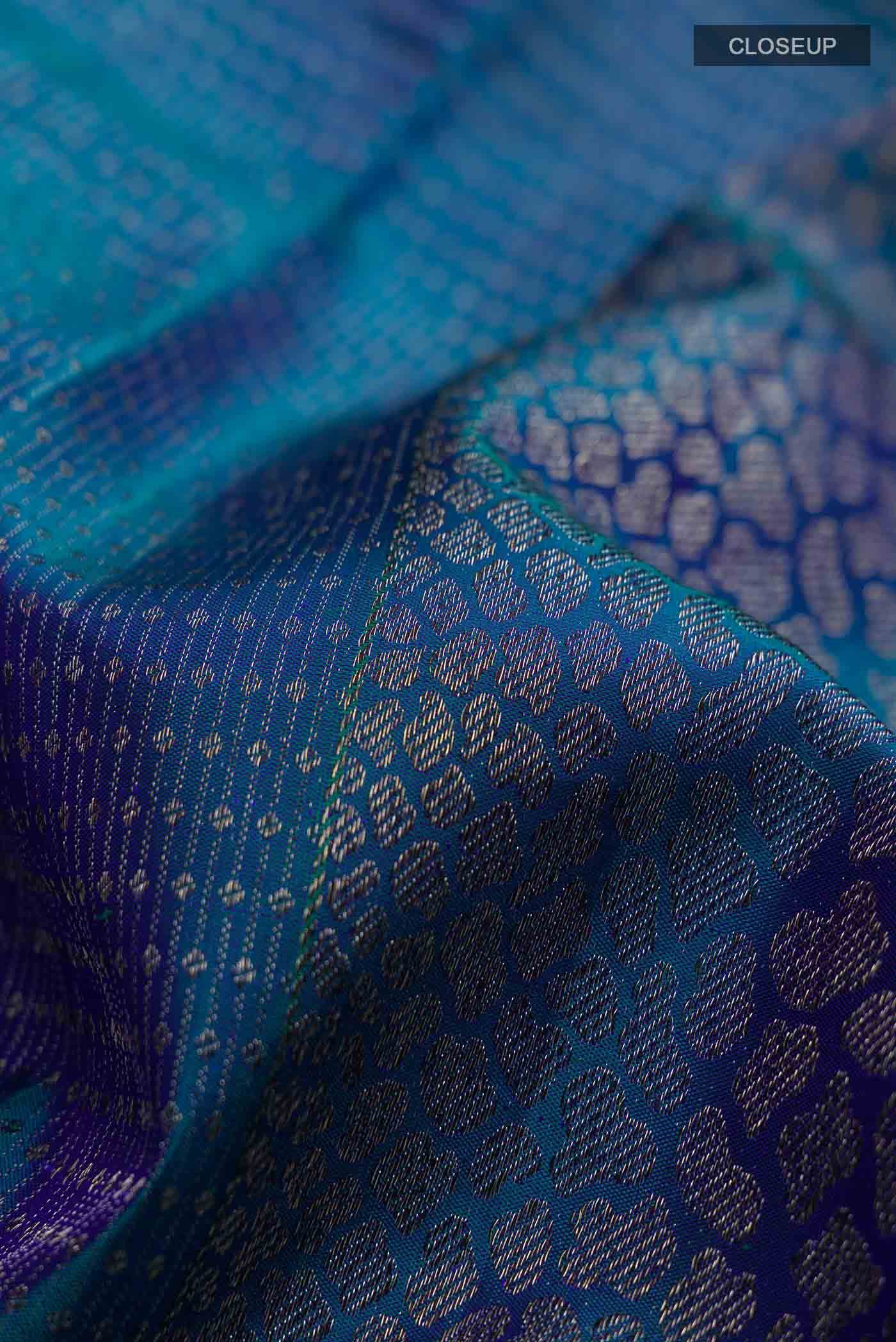 Blue With Green Dual Tone Kanchipuram Silk Saree