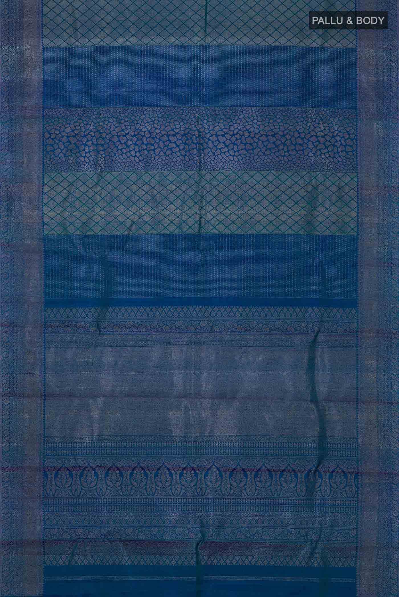 Blue With Green Dual Tone Kanchipuram Silk Saree