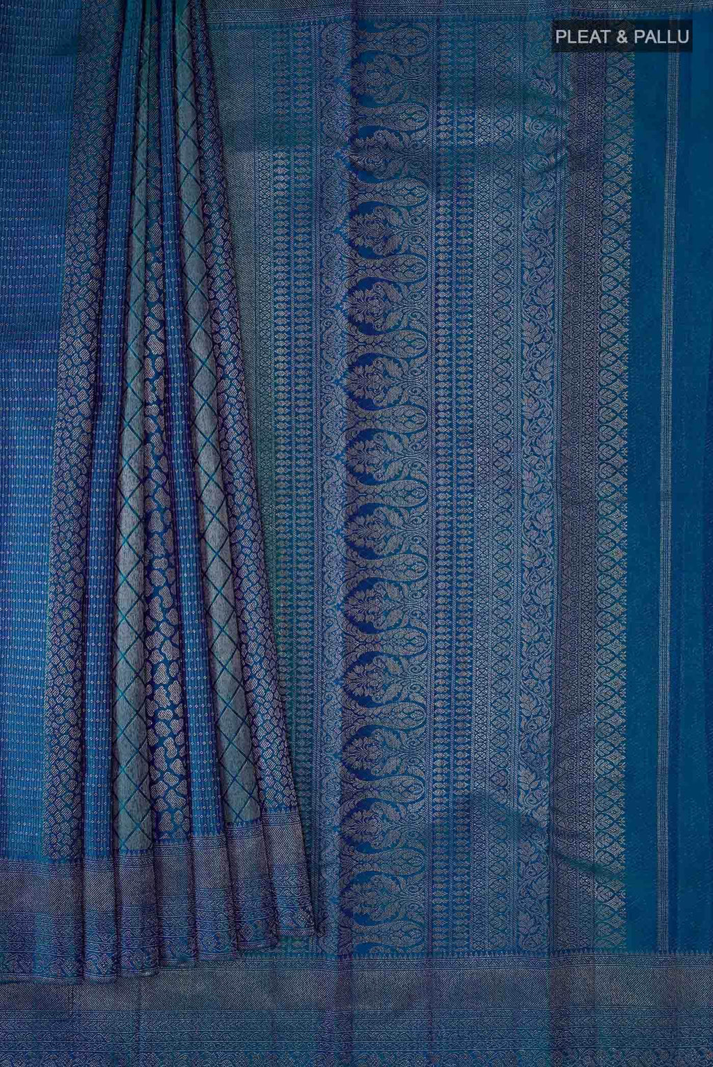 Blue With Green Dual Tone Kanchipuram Silk Saree