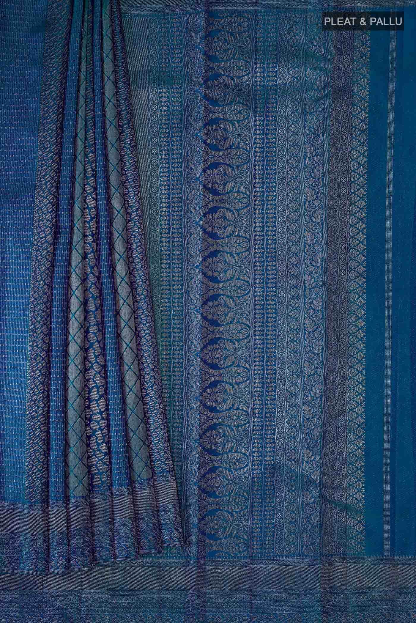 Blue With Green Dual Tone Kanchipuram Silk Saree