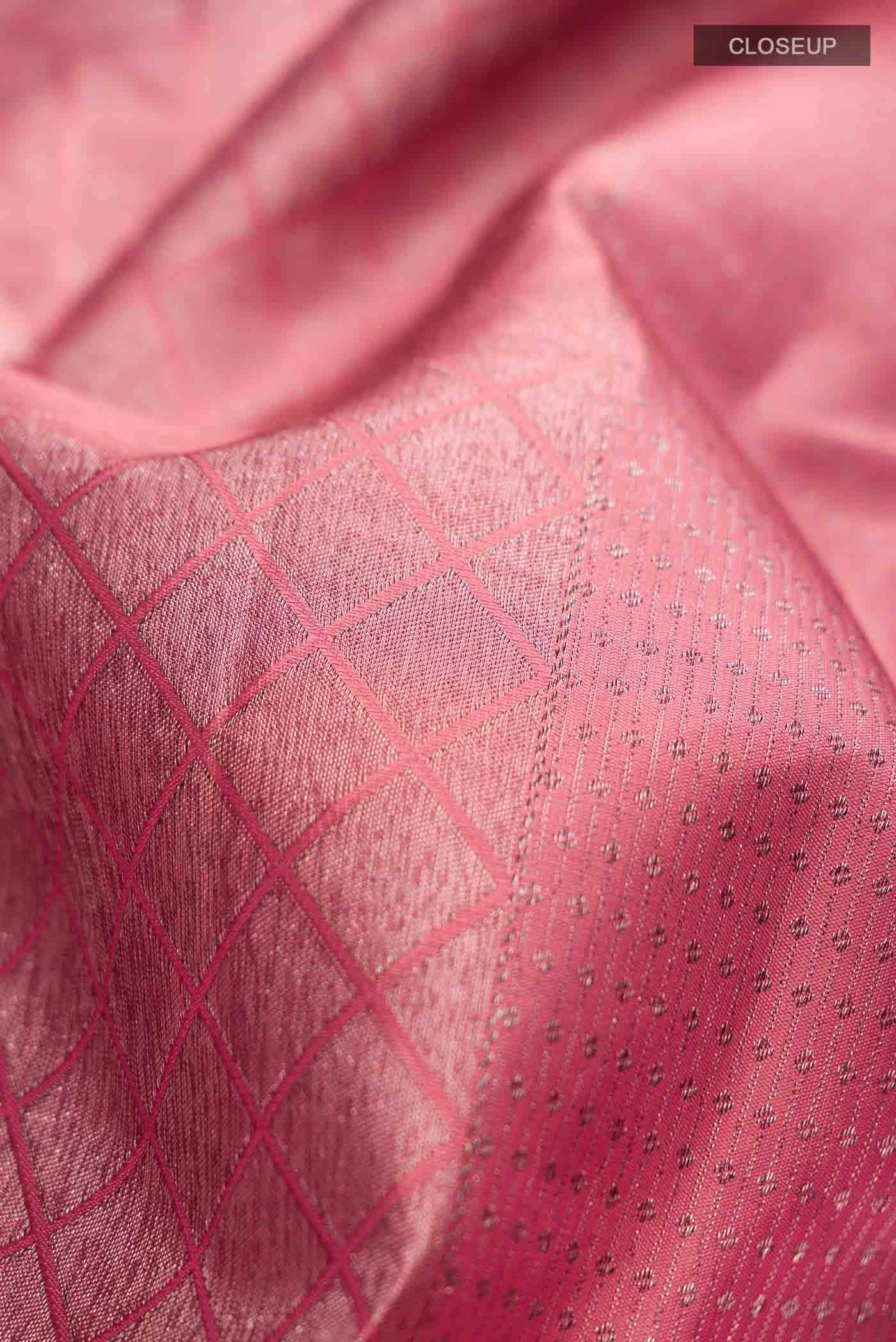 Coral Kanchipuram Silk Saree
