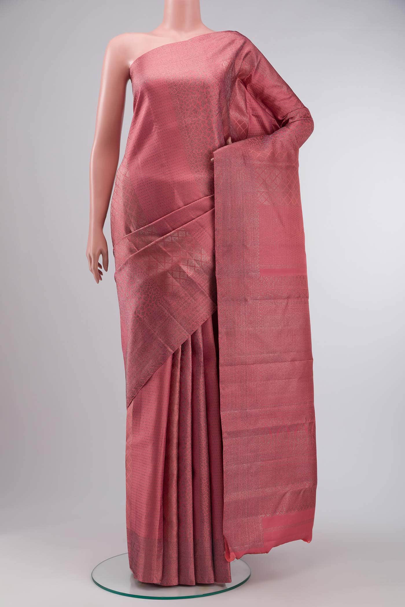 Coral Kanchipuram Silk Saree