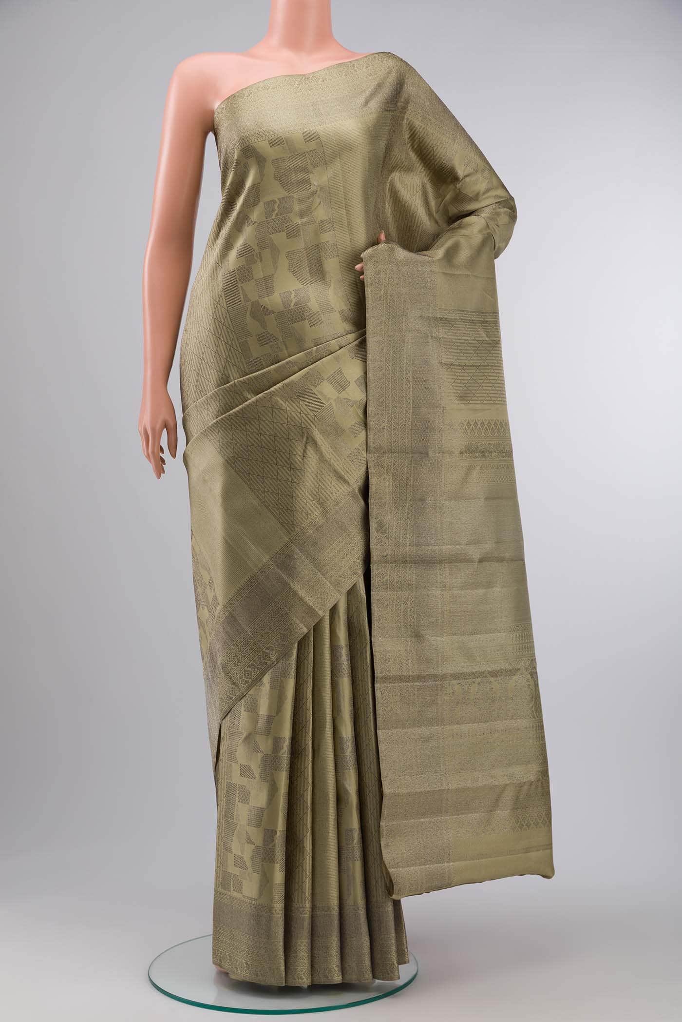 Sage Green Kanchipuram Silk Saree