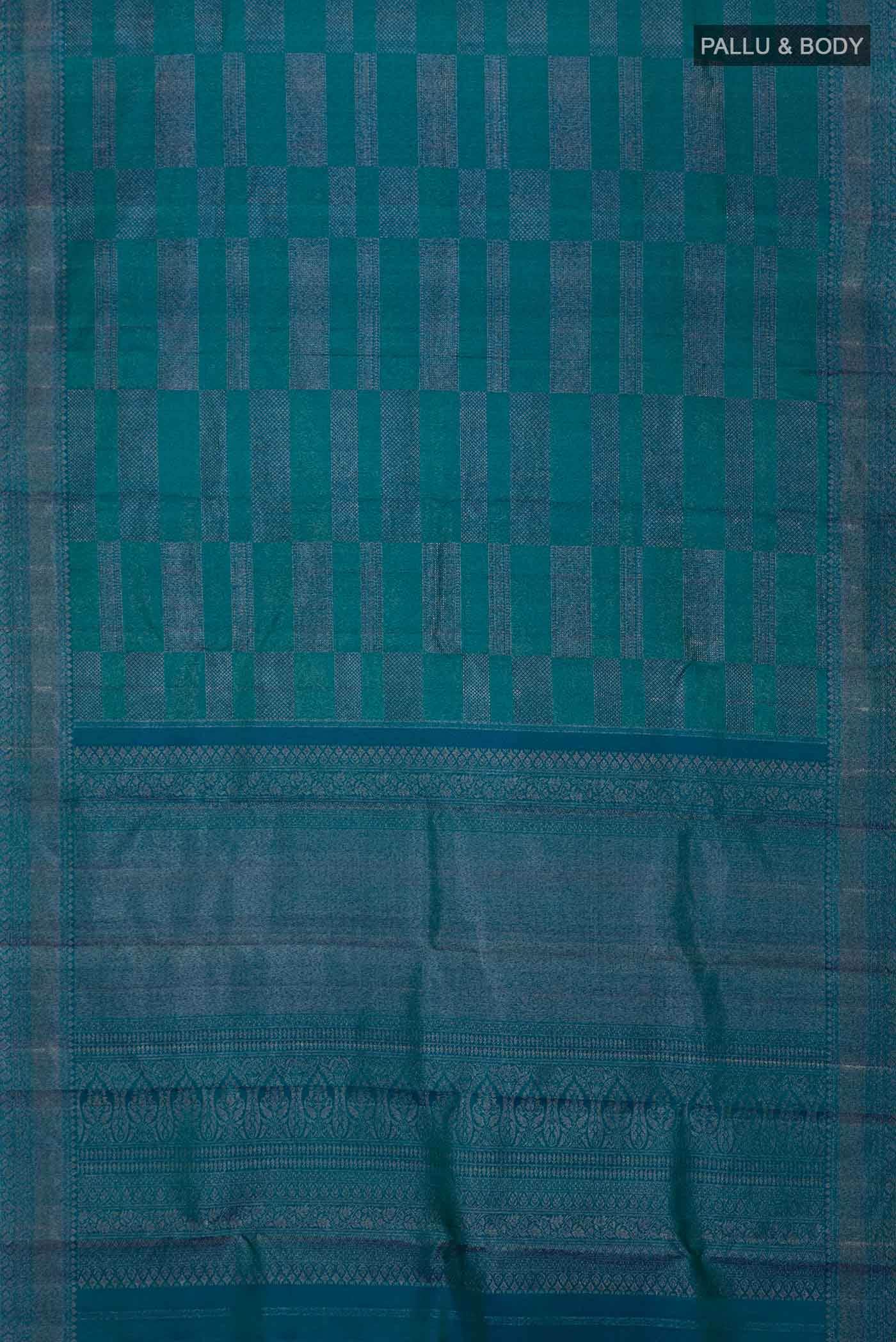 Blue And Green Dual Tone Kanchipuram Silk Saree