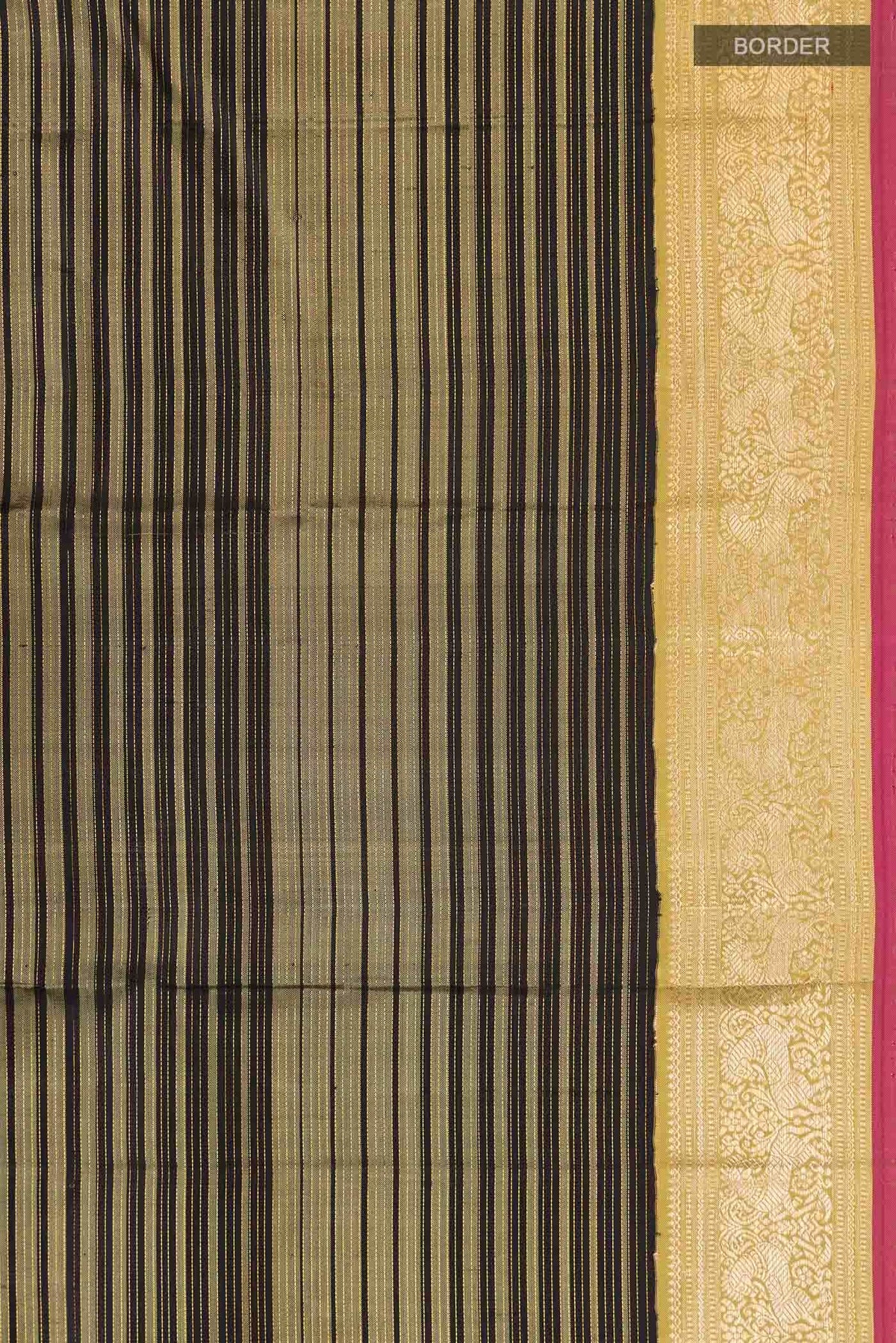 Pure Silk Pure Zari Black With Green Dual Tone Kanchipuram Saree
