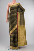 Pure Silk Pure Zari Black With Green Dual Tone Kanchipuram Saree