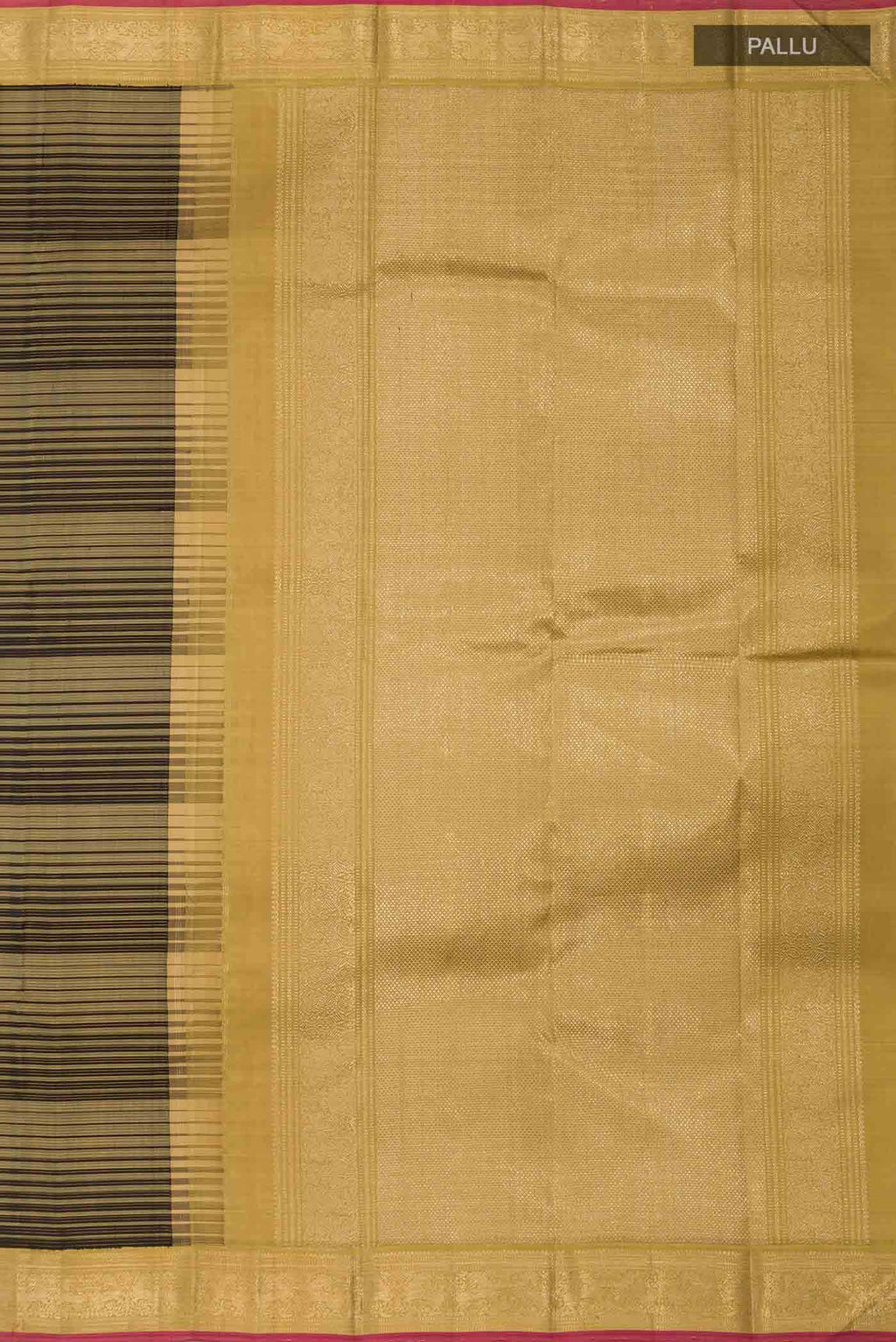 Pure Silk Pure Zari Black With Green Dual Tone Kanchipuram Saree