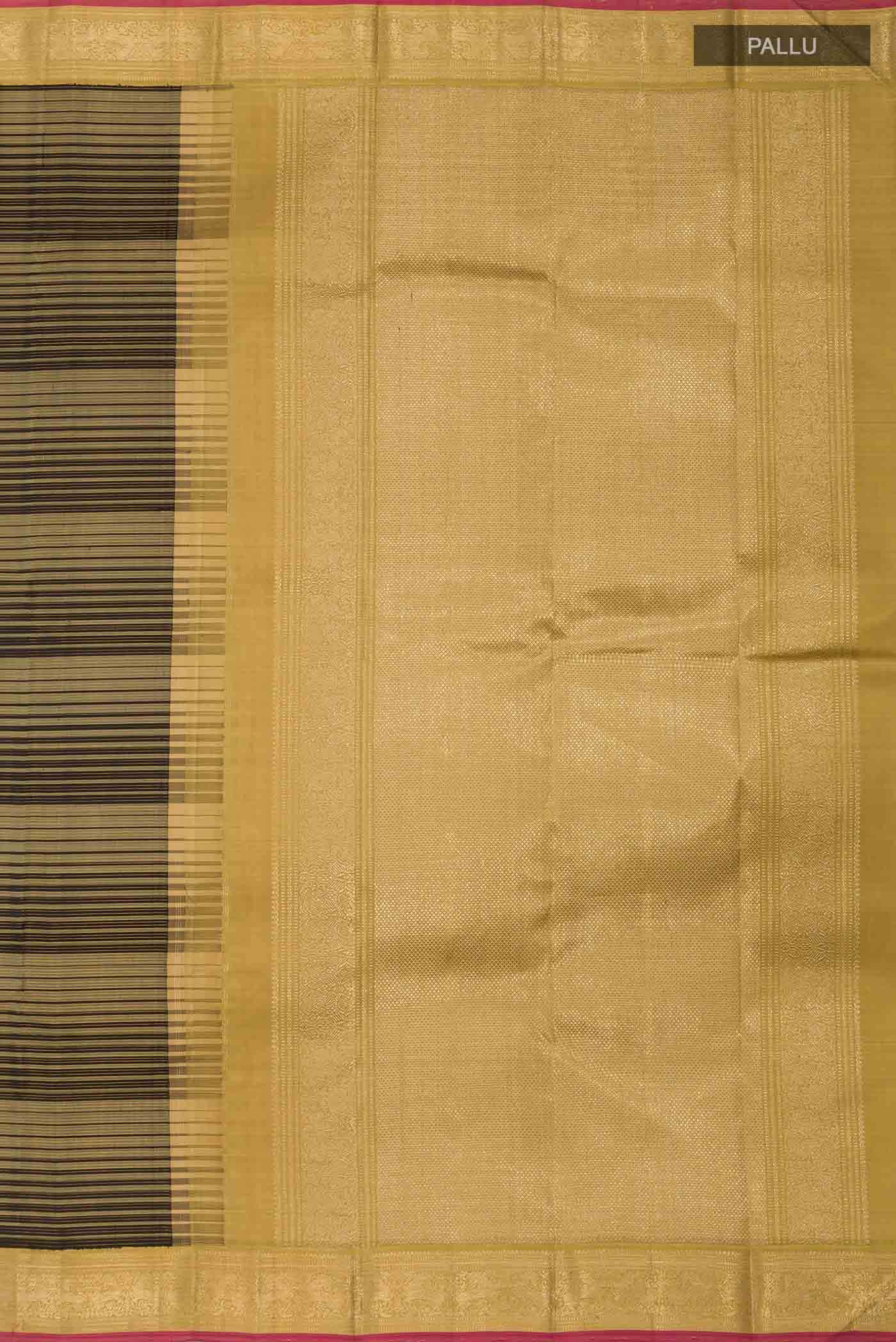 Pure Silk Pure Zari Black With Green Dual Tone Kanchipuram Saree