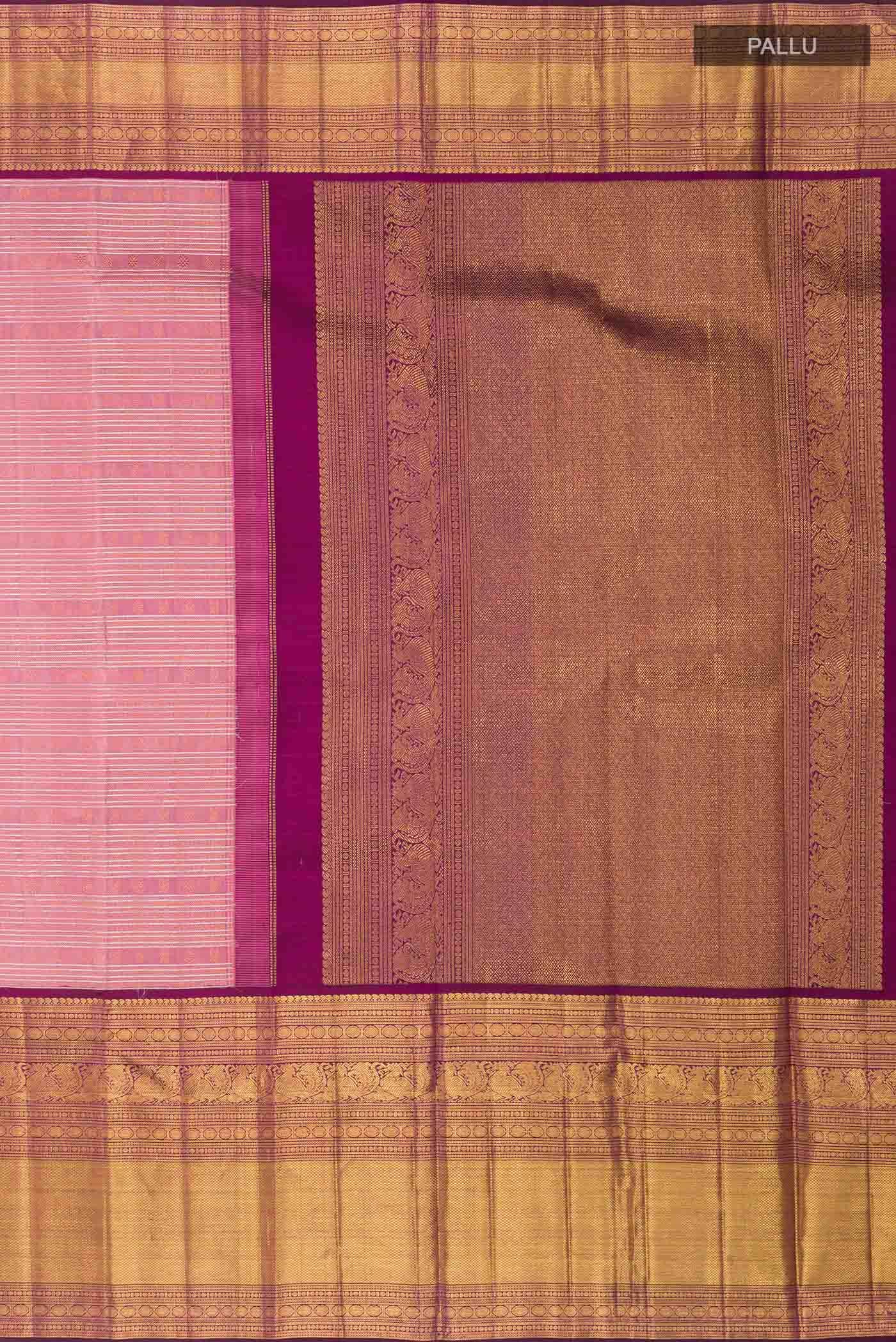 Pure Silk Pure Zari Pink Kanchipuram Tissue Saree