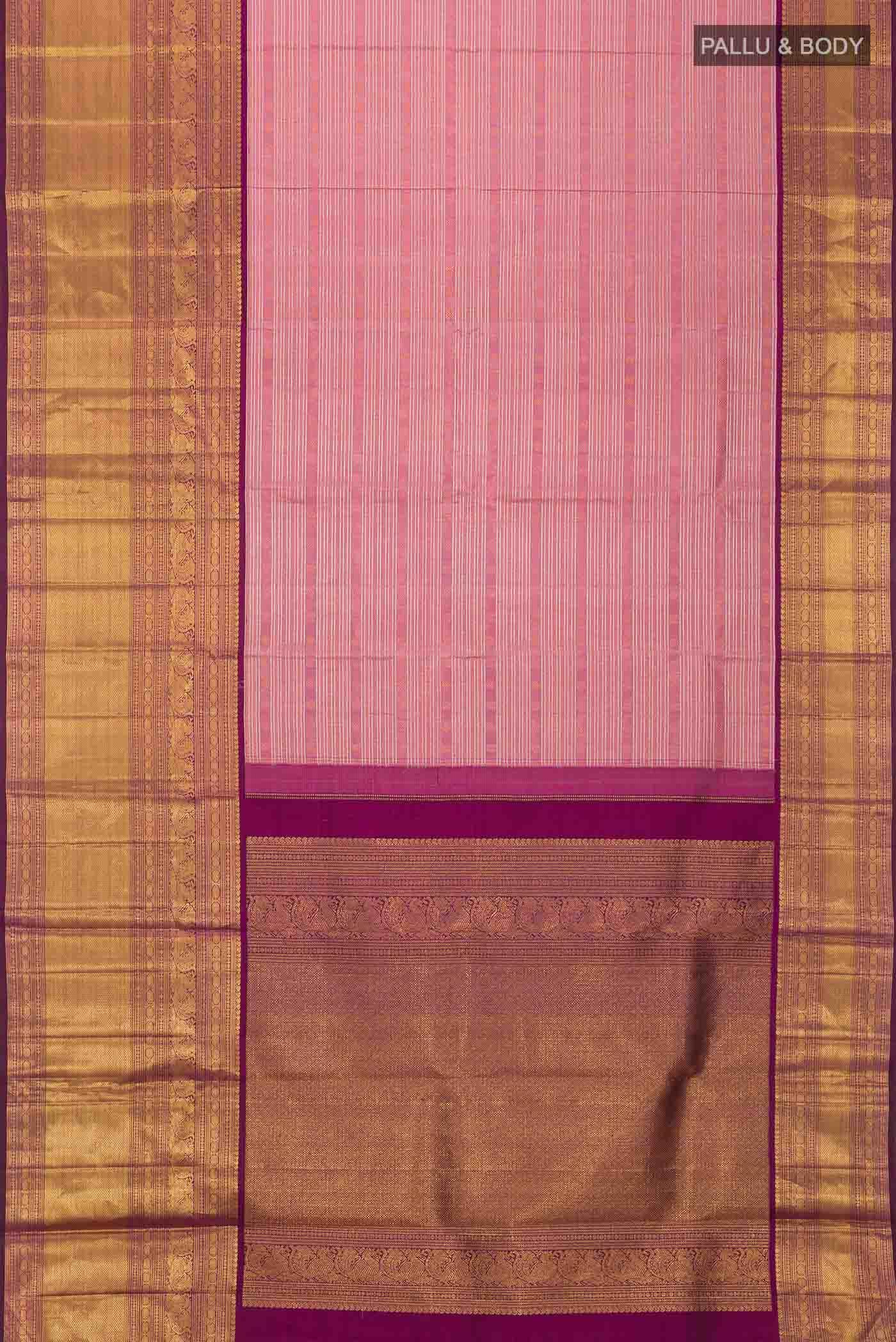 Pure Silk Pure Zari Pink Kanchipuram Tissue Saree