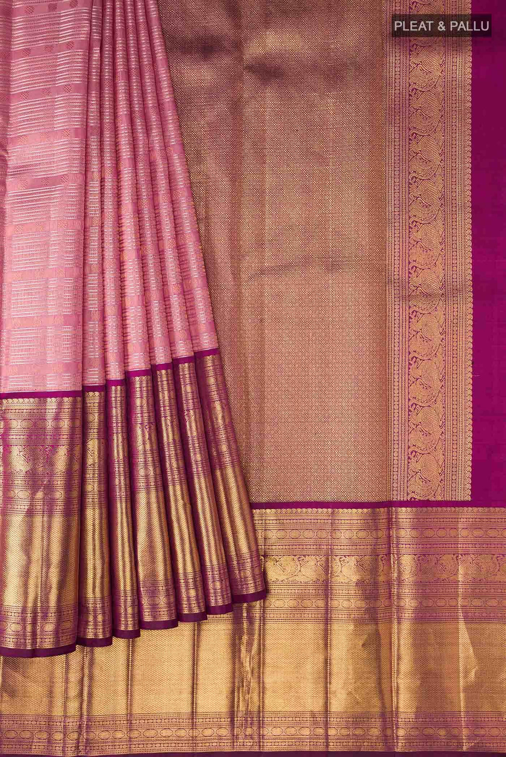 Pure Silk Pure Zari Pink Kanchipuram Tissue Saree