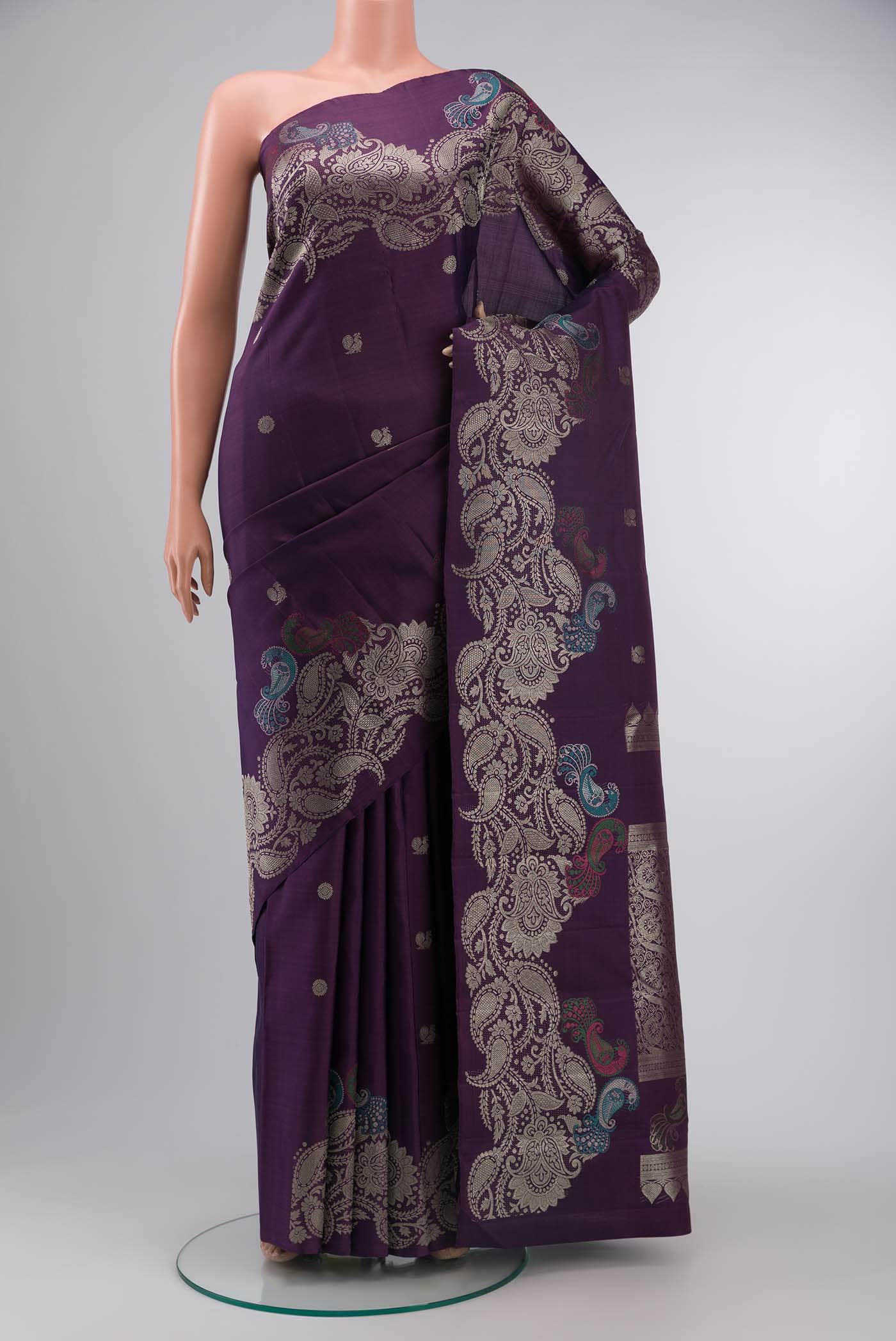Pure Silk Pure Zari Purple Kanchipuram Saree