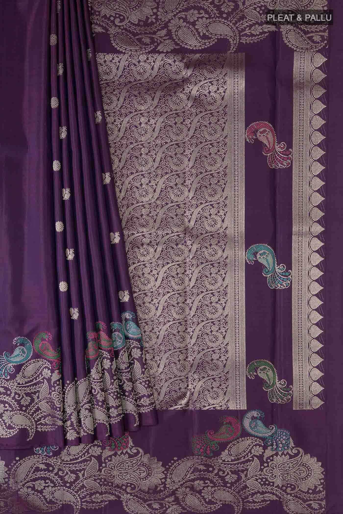 Pure Silk Pure Zari Purple Kanchipuram Saree