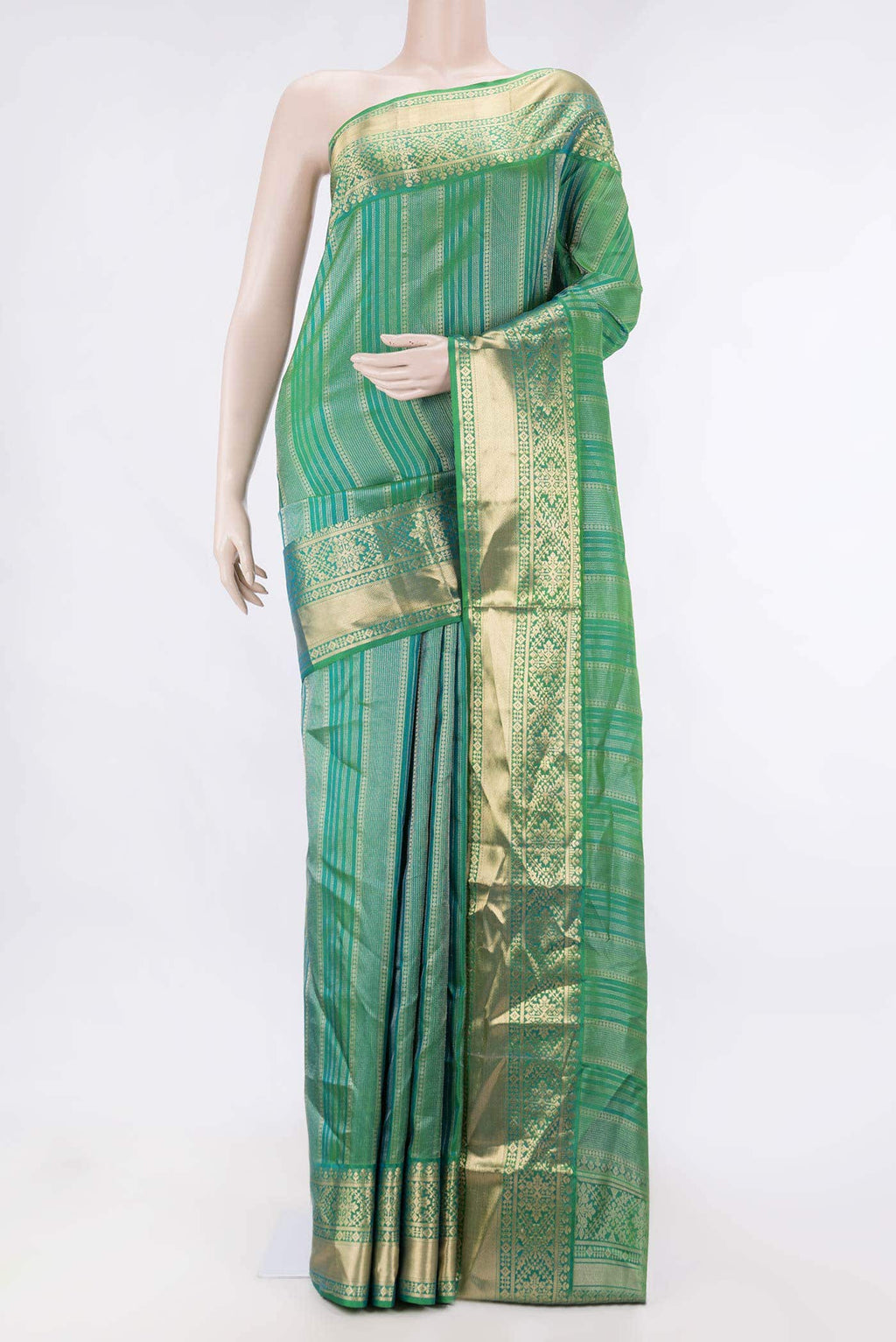 Green Dual Tone Soft Silk Saree