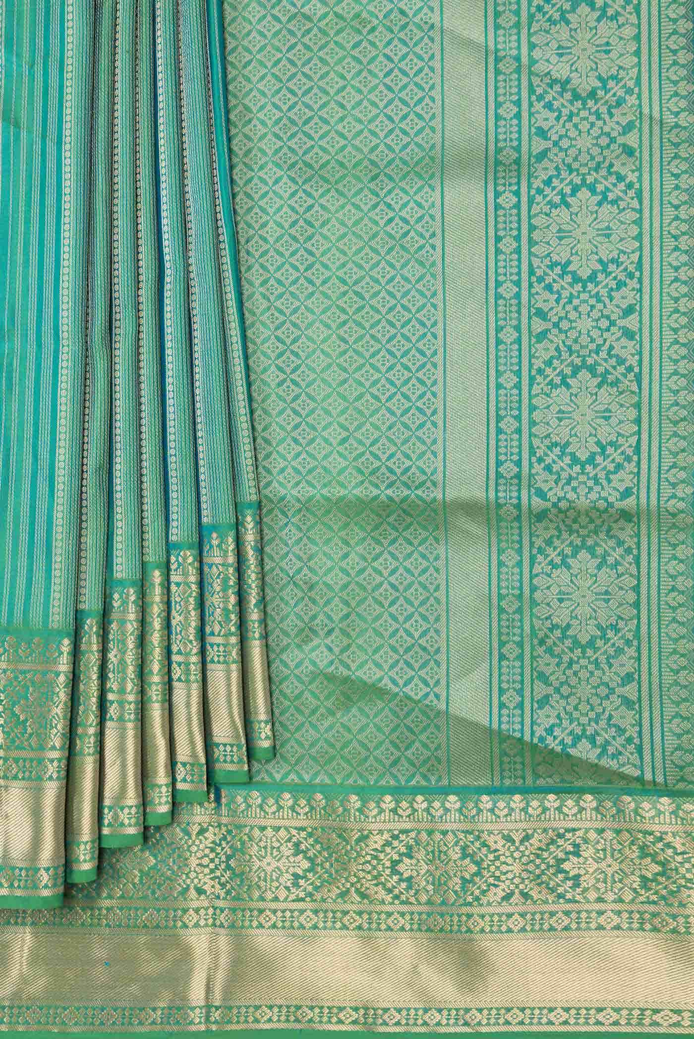 Green Dual Tone Soft Silk Saree