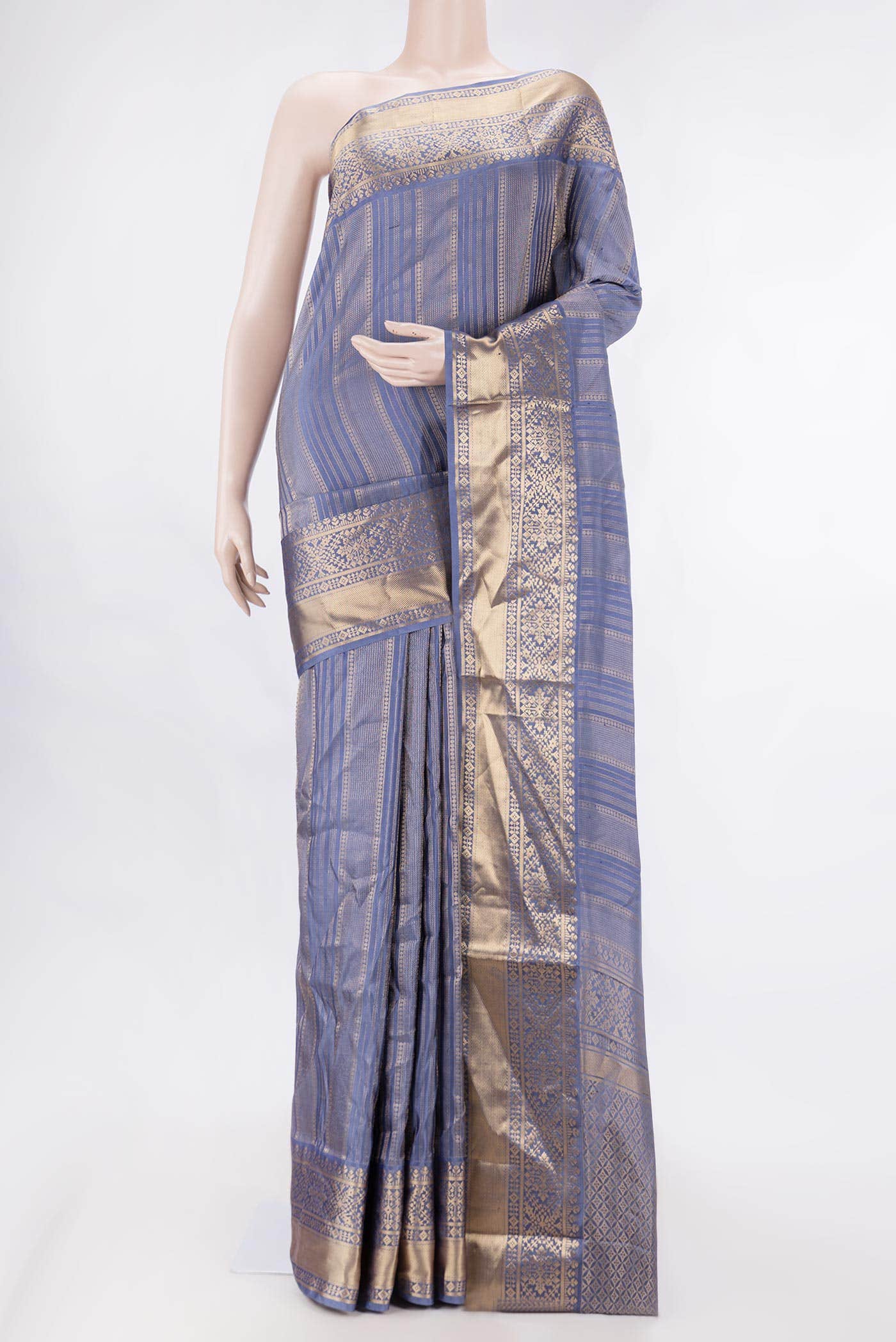 Grey Dual Tone Soft Silk Saree
