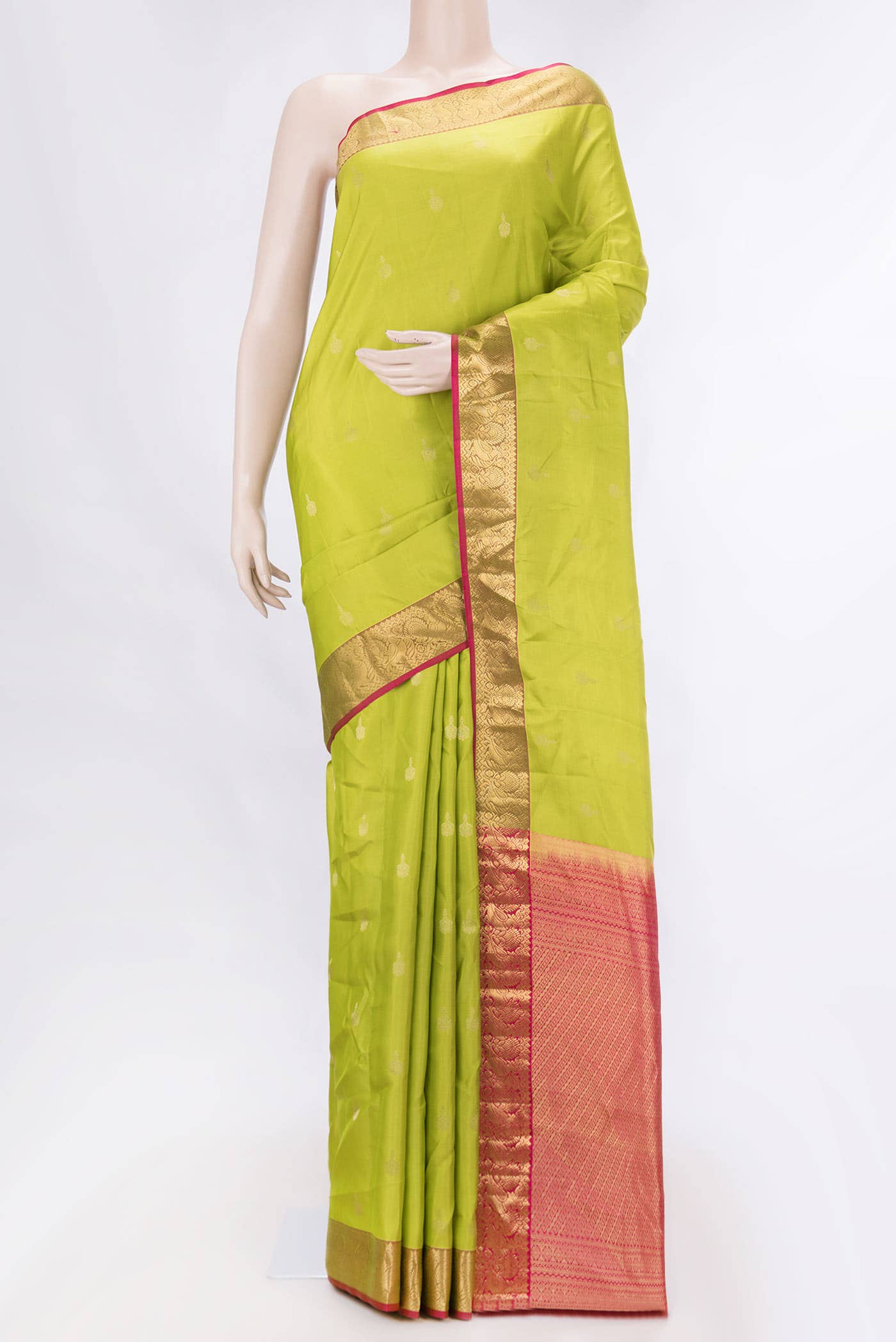 Parrot Green Dual Tone Kanchipuram Silk Saree