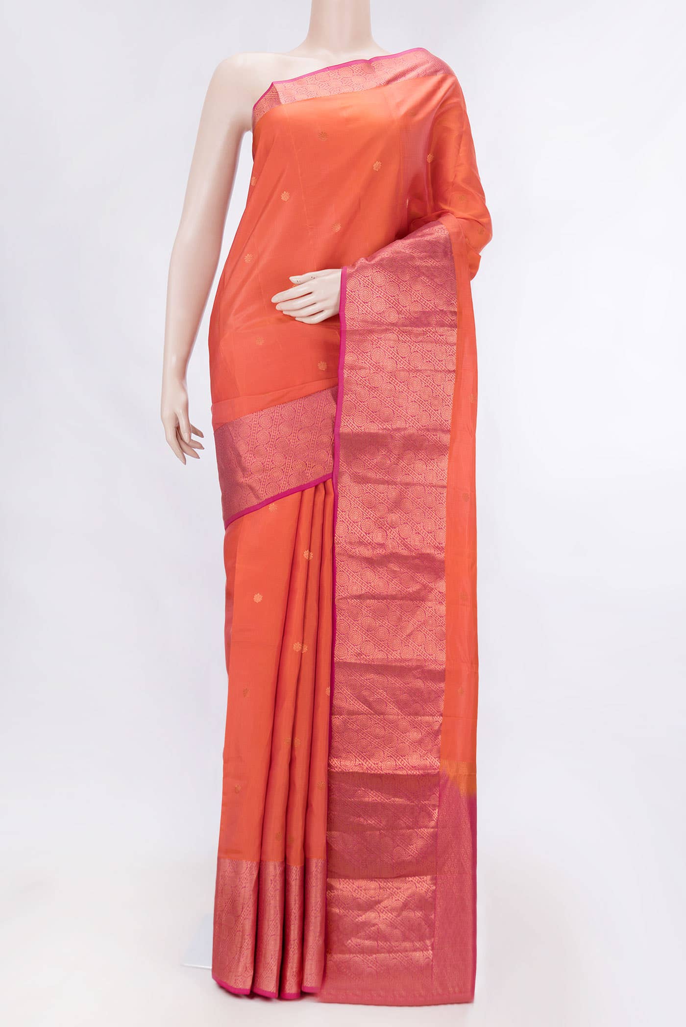 Brick Orange Dual Tone Kanchipuram Silk Saree