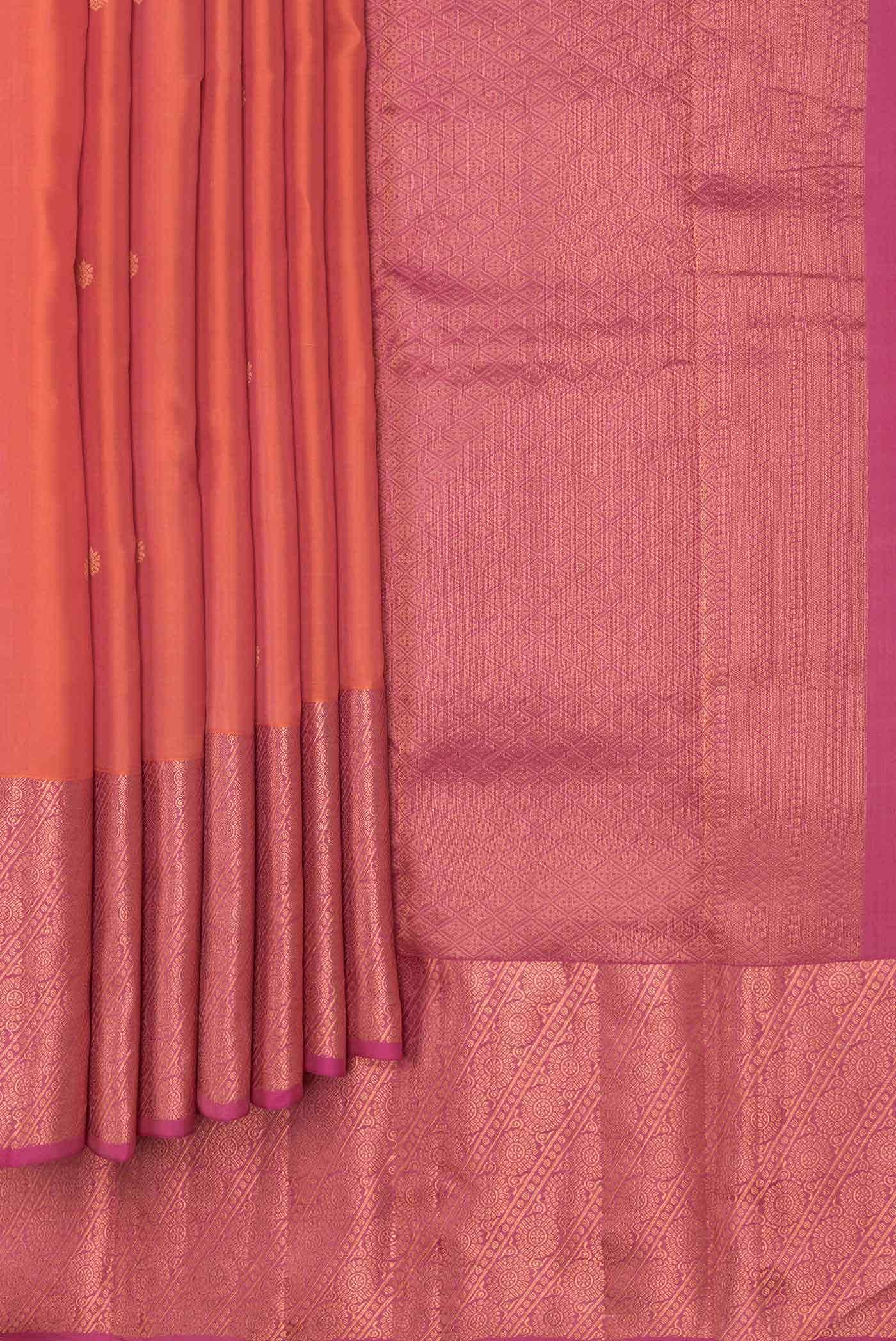 Brick Orange Dual Tone Kanchipuram Silk Saree