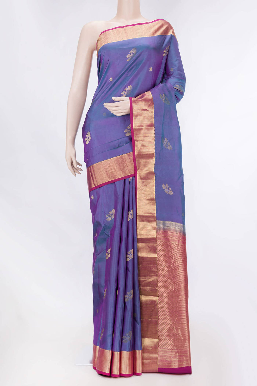 Peacock Blue Dual Tone Kanchipuram Silk Saree