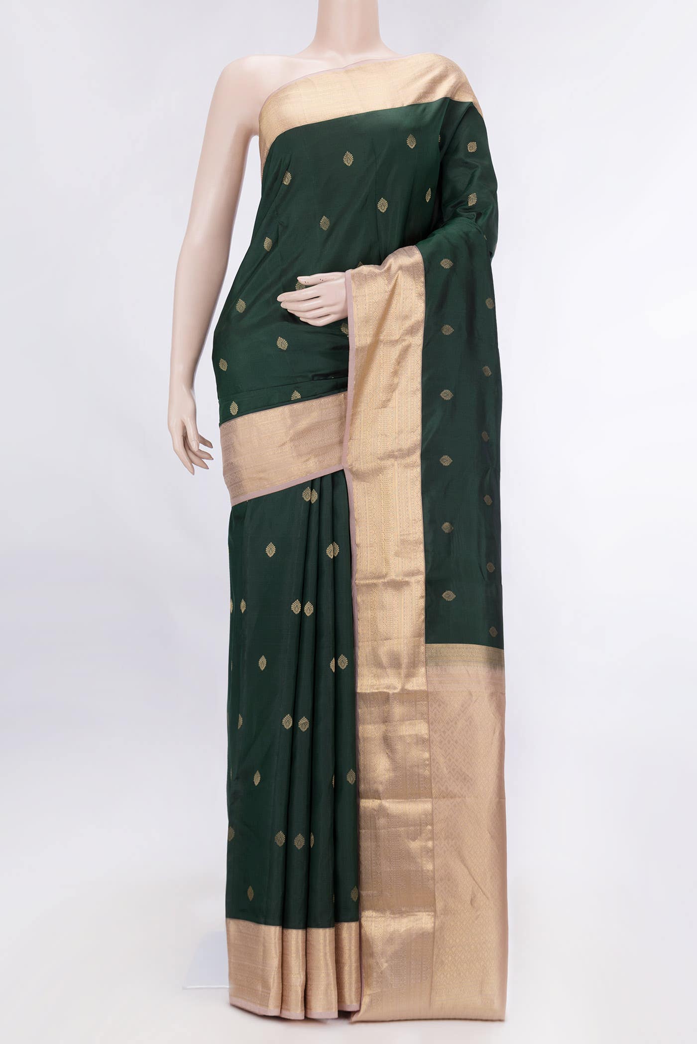 Bottle Green Dual Tone Kanchipuram Silk Saree