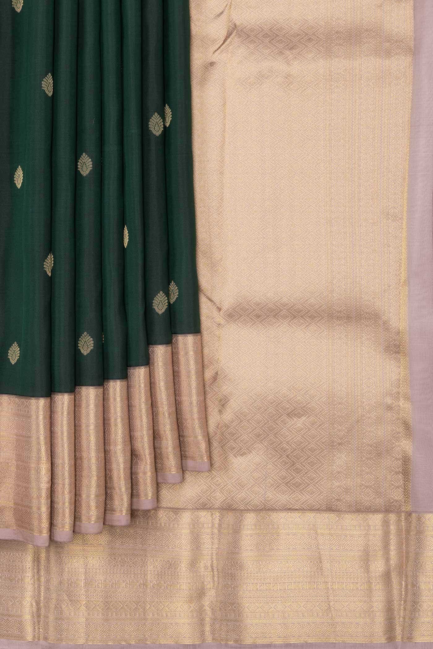 Bottle Green Dual Tone Kanchipuram Silk Saree