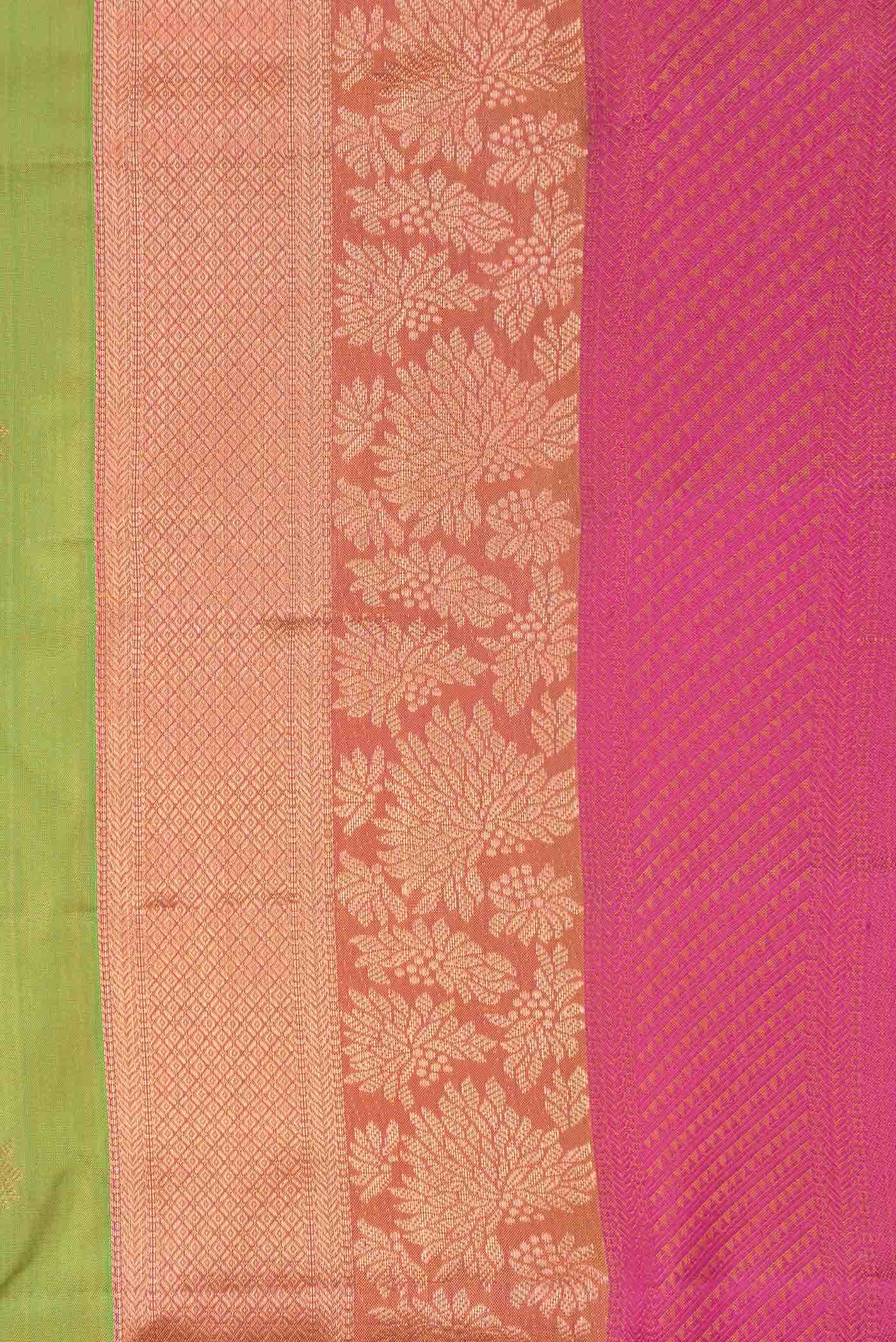 Parrot Green Dual Tone Kanchipuram Silk Saree
