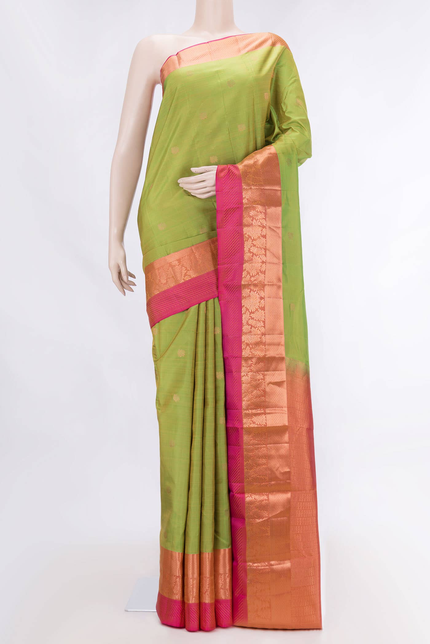 Parrot Green Dual Tone Kanchipuram Silk Saree